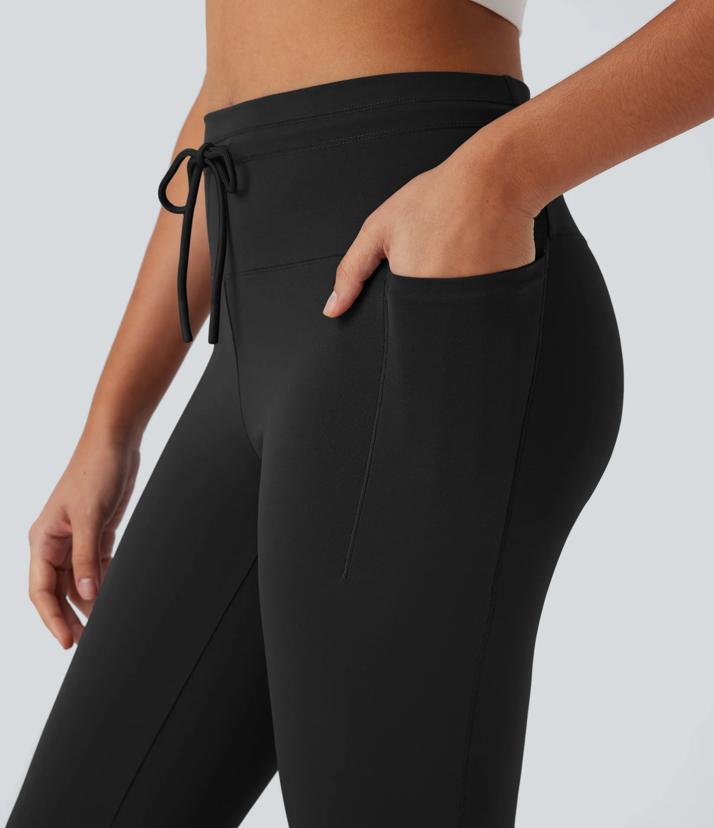 Halara Pantalones de yoga ajustados de tiro alto con cordón y bolsillos laterales - Black - XS(regular) sold by Halara product image thumbnail 5