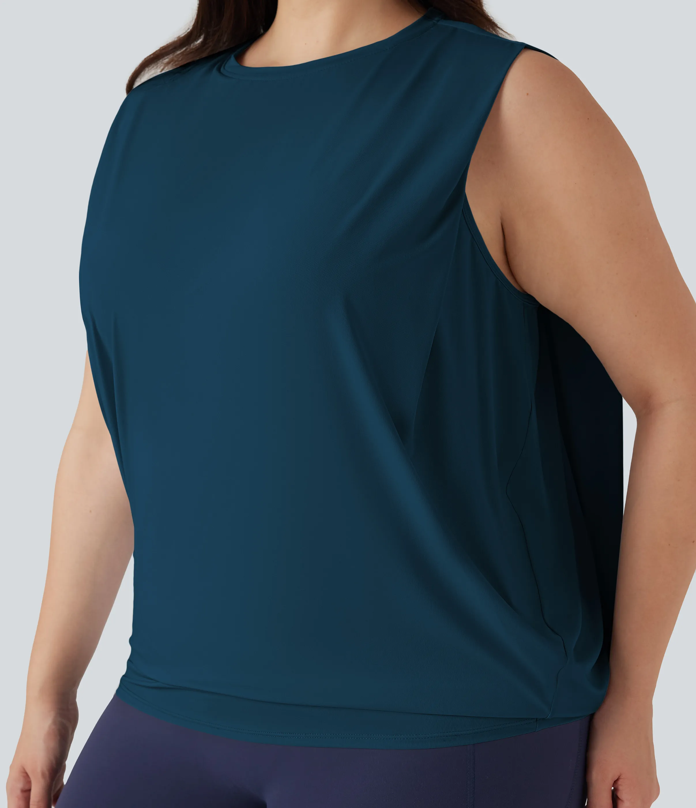 Halara Camiseta de yoga de talla grande con cuello redondo y tacto fresco - UPF 50+ - Majolica Blue - 1X sold by Halara product image thumbnail 5
