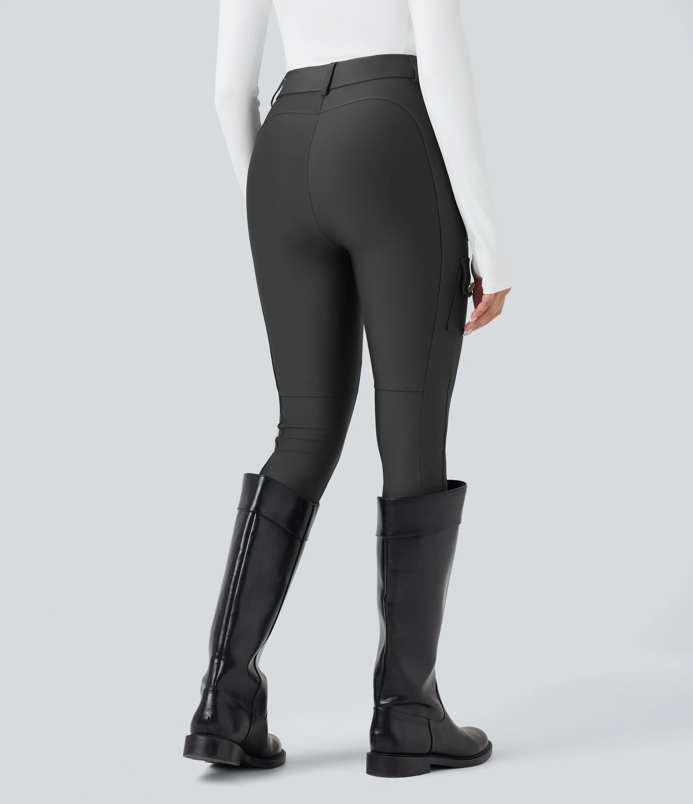 Halara Leggings de tiro alto con brillo y bolsillos en longitud 7/8 - Black Oyster - XS(7/8) sold by Halara product image thumbnail 3