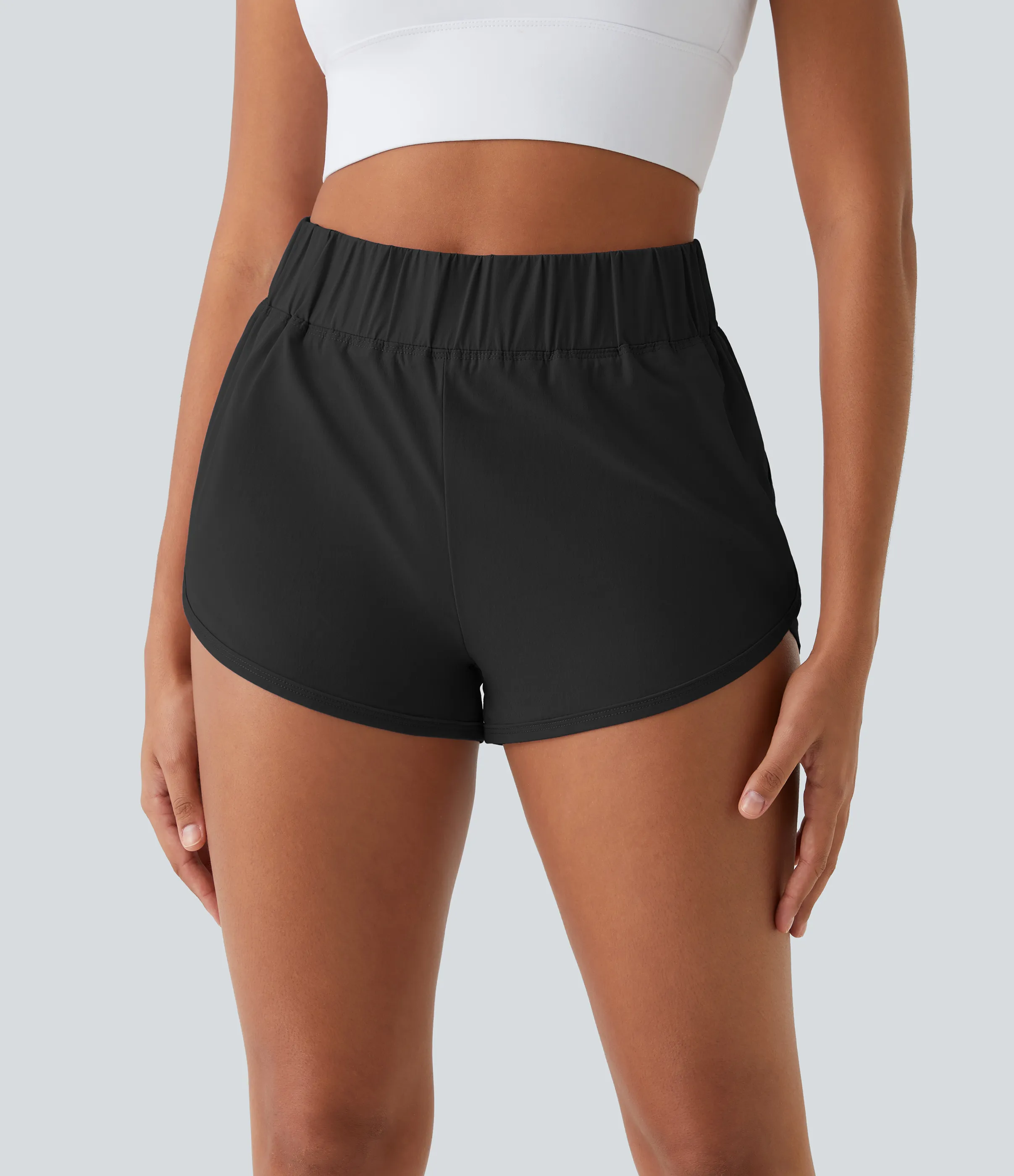 Halara Pantalón corto tiro alto dobladillo delfín 2 pulgada - Black - M sold by Halara product image thumbnail 4