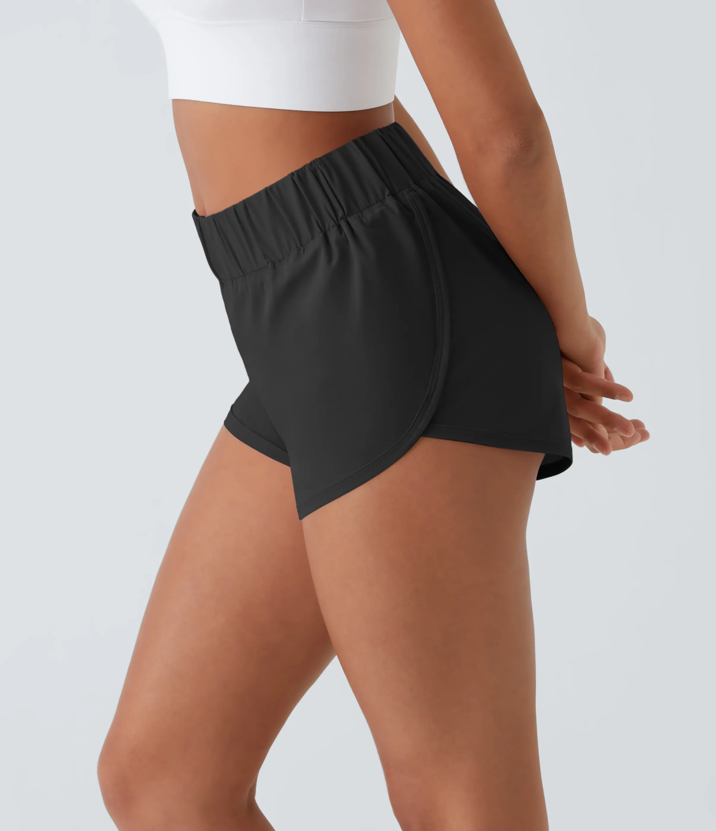 Halara Pantalón corto tiro alto dobladillo delfín 2 pulgada - Black - M sold by Halara product image thumbnail 5