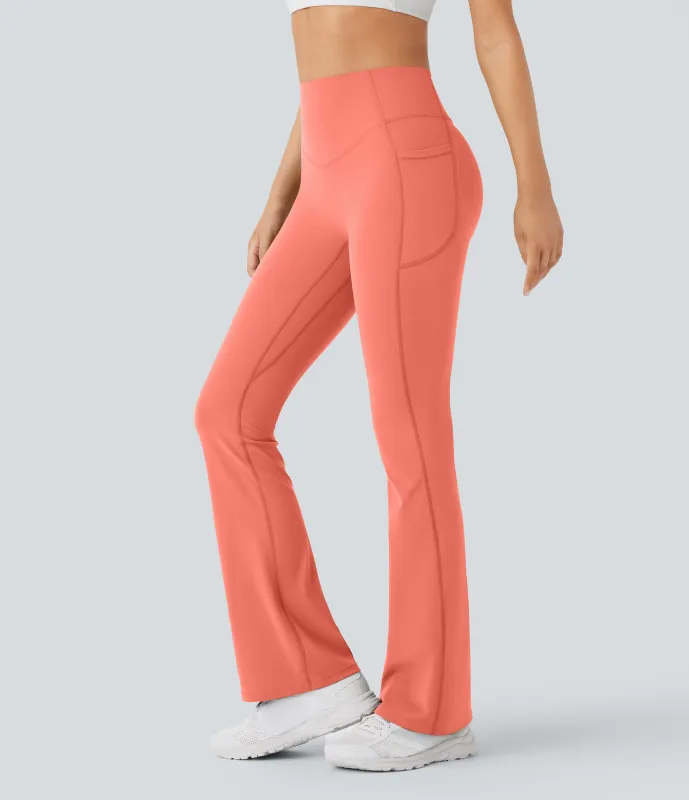 Halara Leggings SoCinched UltraSculpt Bootcut yoga tiro alto realce glúteo bolsillo lateral control abdomen moldeador - Fusion Coral - XS(regular) sold by Halara
