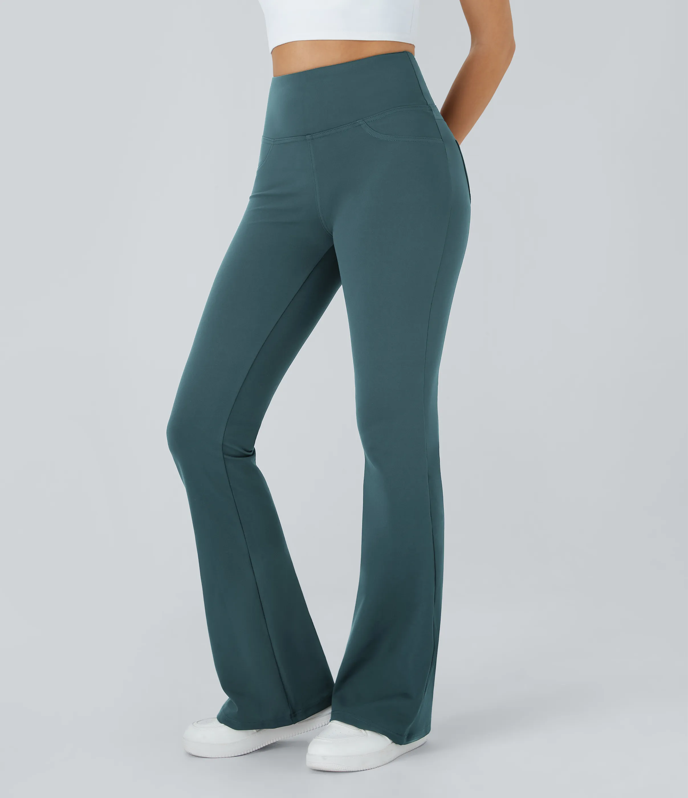 Halara Leggings de yoga acampanados de tiro alto con bolsillos - Misty Cyan Blue - M(regular) sold by Halara product image thumbnail 3