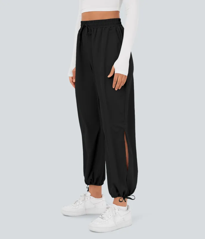 Halara Breezeful™ Joggers secado rápido tiro alto cordón bolsillo lateral abertura - Black - M made by Halara