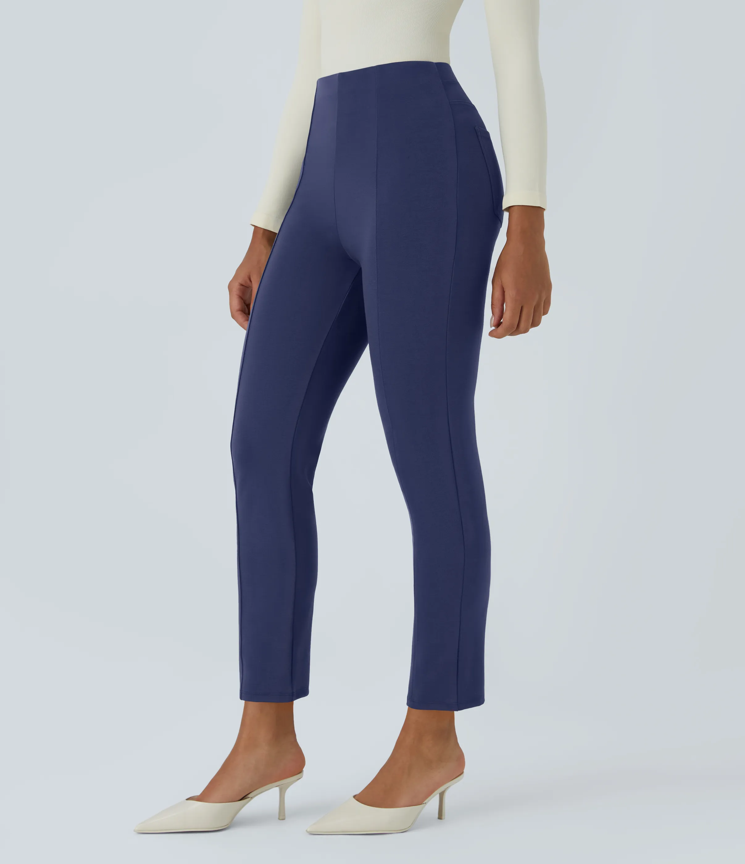Halara Pantalón Halara Flex™ oficina ajustado bolsillo lateral posterior tiro alto - Patriot Blue - XL(petite) sold by Halara product image thumbnail 4