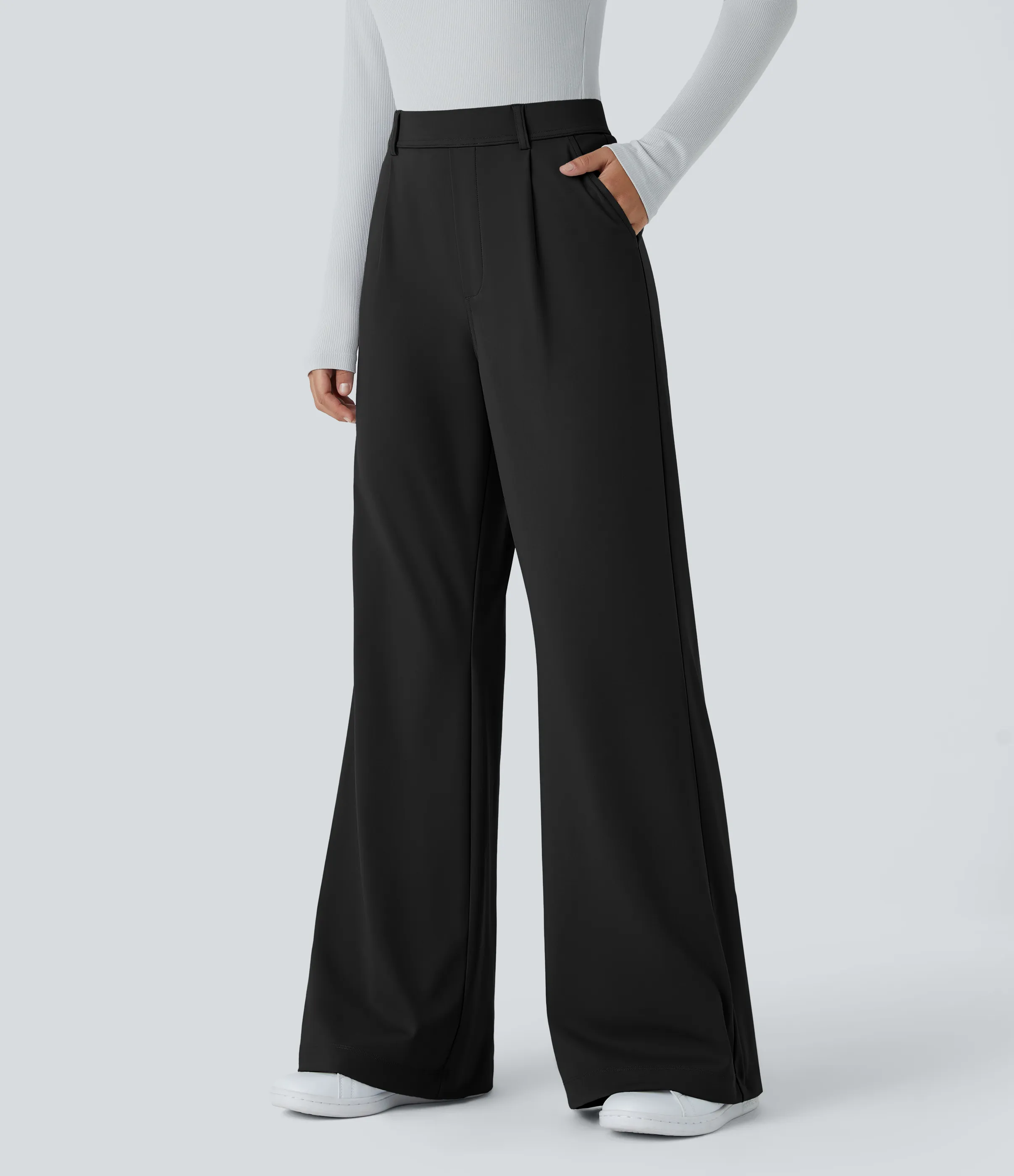 Halara Pantalón oficina acampanado bolsillo lateral tiro alto - Black - M(extall) sold by Halara product image thumbnail 4