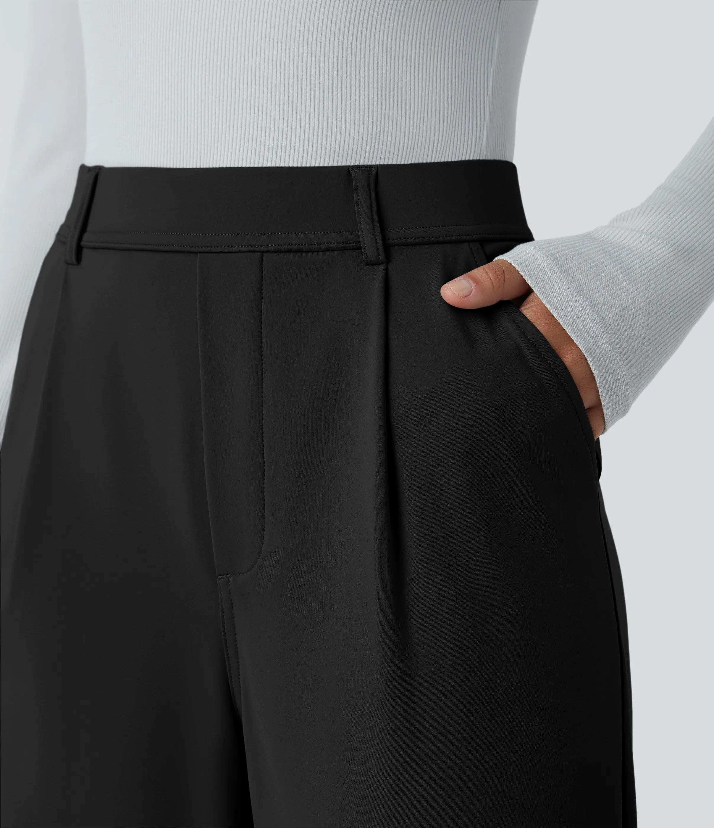 Halara Pantalón oficina acampanado bolsillo lateral tiro alto - Black - M(extall) sold by Halara product image thumbnail 5