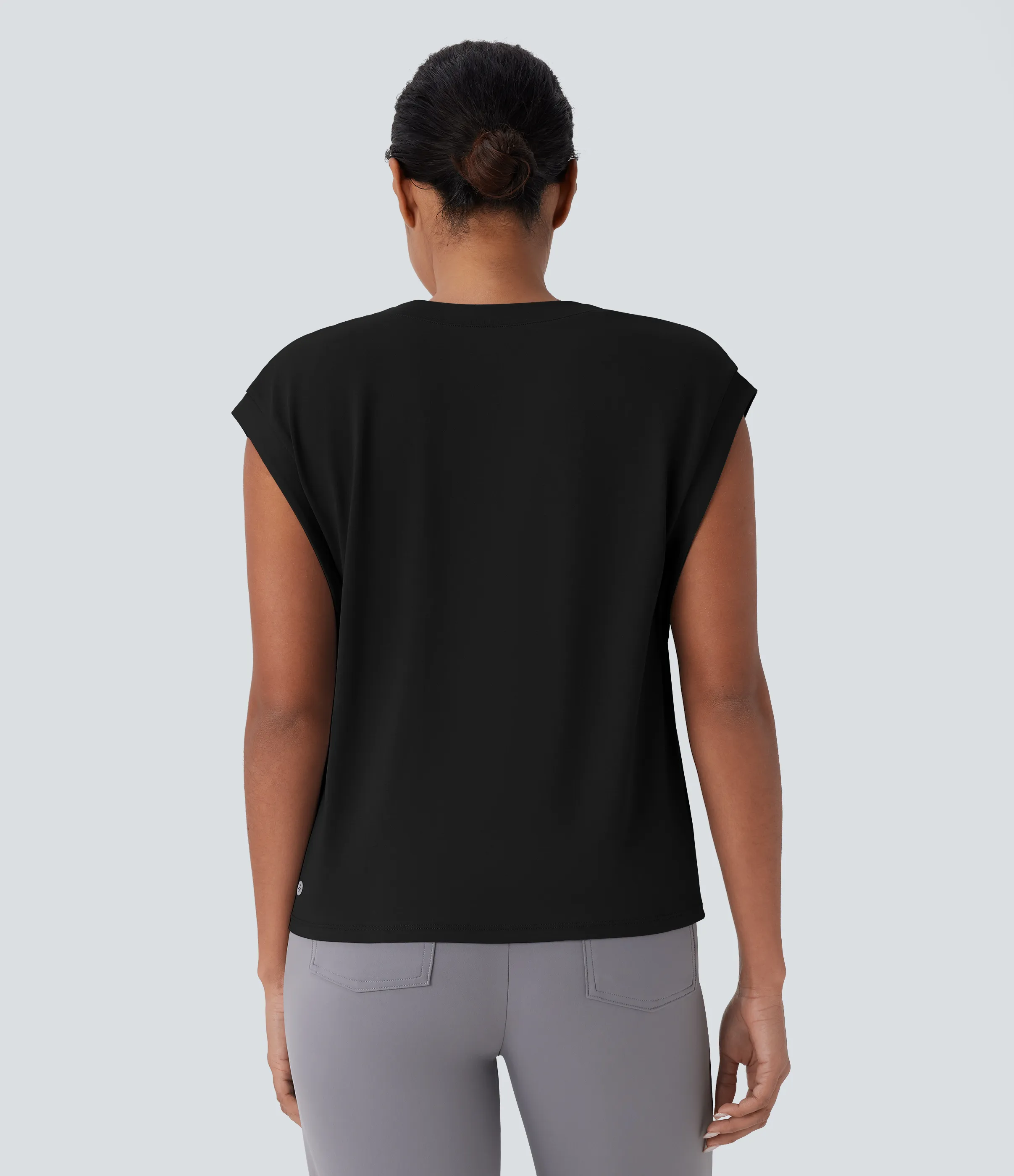 Halara Blusa oficina cuello V manga corta - Black - S sold by Halara product image thumbnail 3