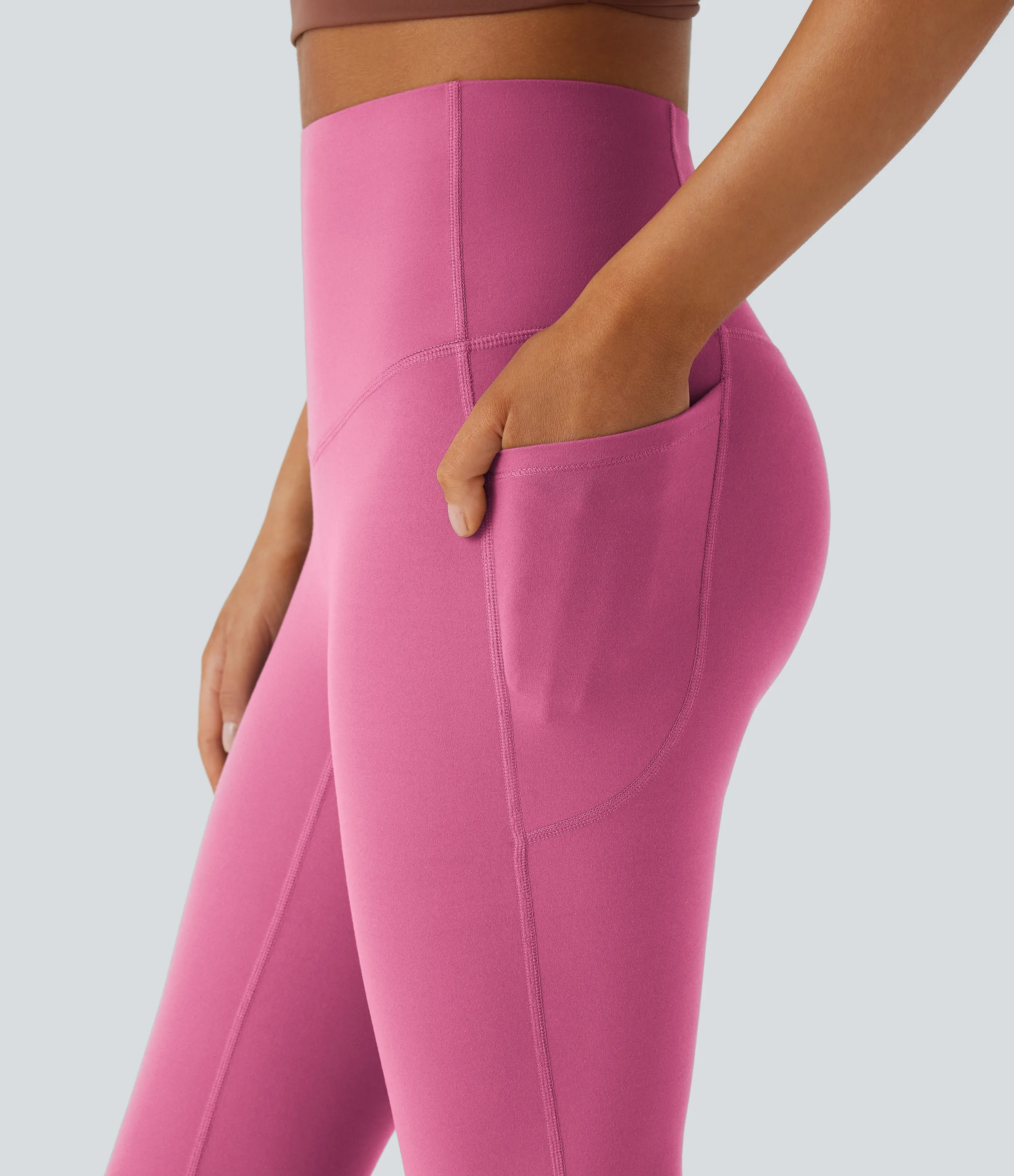 Halara Leggings SoCinched UltraSculpt yoga Bootcut tiro alto control abdomen bolsillo lateral moldeador - Pink Power - L(regular) sold by Halara product image thumbnail 5