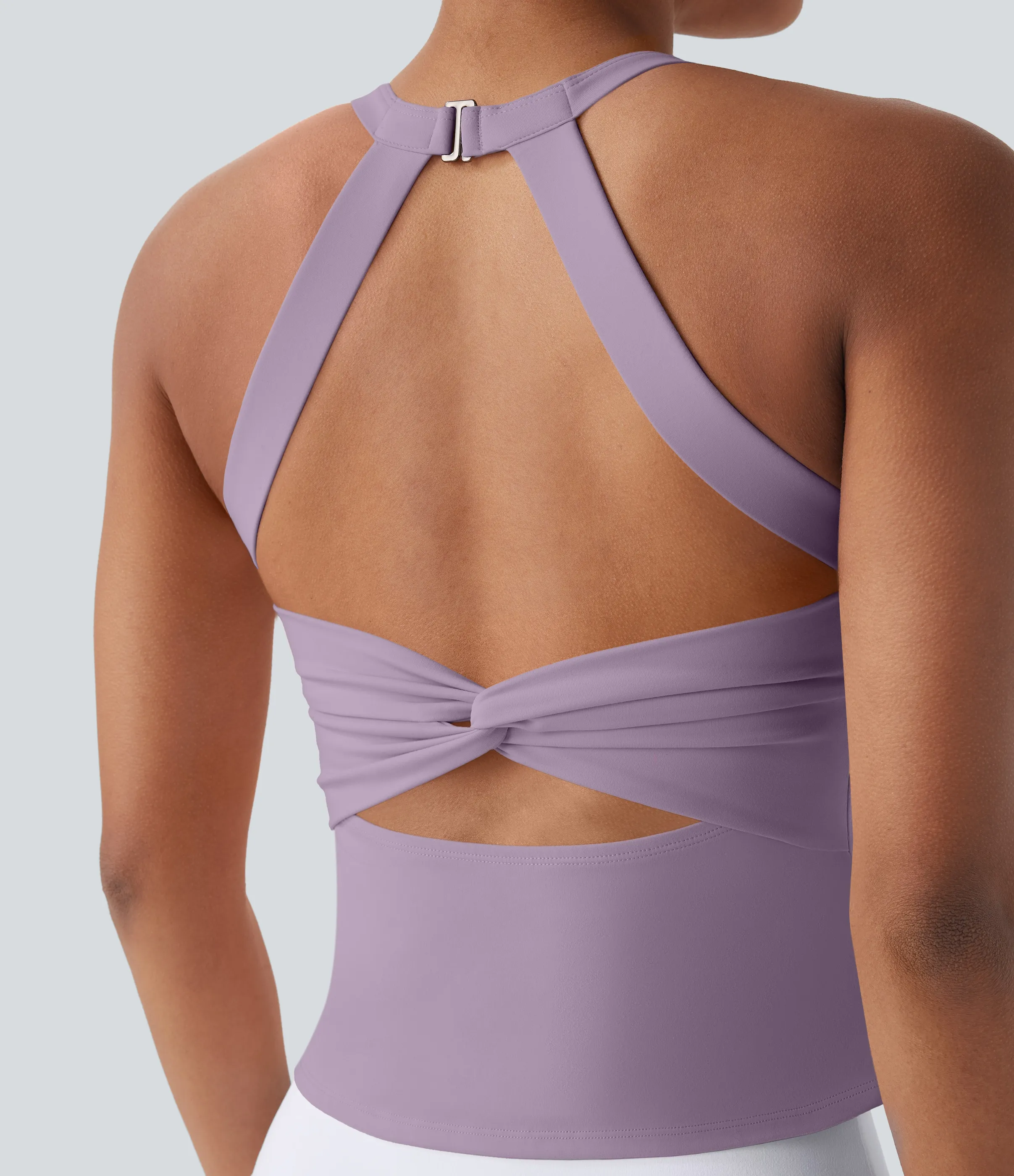 Halara Top de yoga SoftlyZero™ Plush afelpado con abertura en copas D-F - Tulip Purple - XS sold by Halara product image thumbnail 5