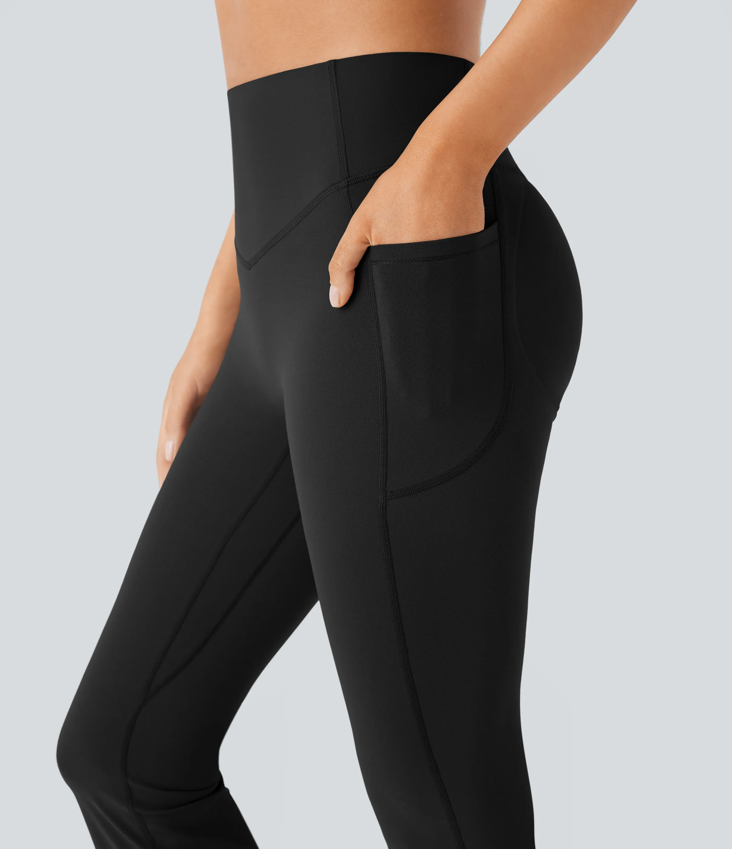 Halara Leggings SoCinched UltraSculpt Bootcut yoga tiro alto realce glúteo bolsillo lateral control abdomen moldeador - Black - L(tall) sold by Halara product image thumbnail 5