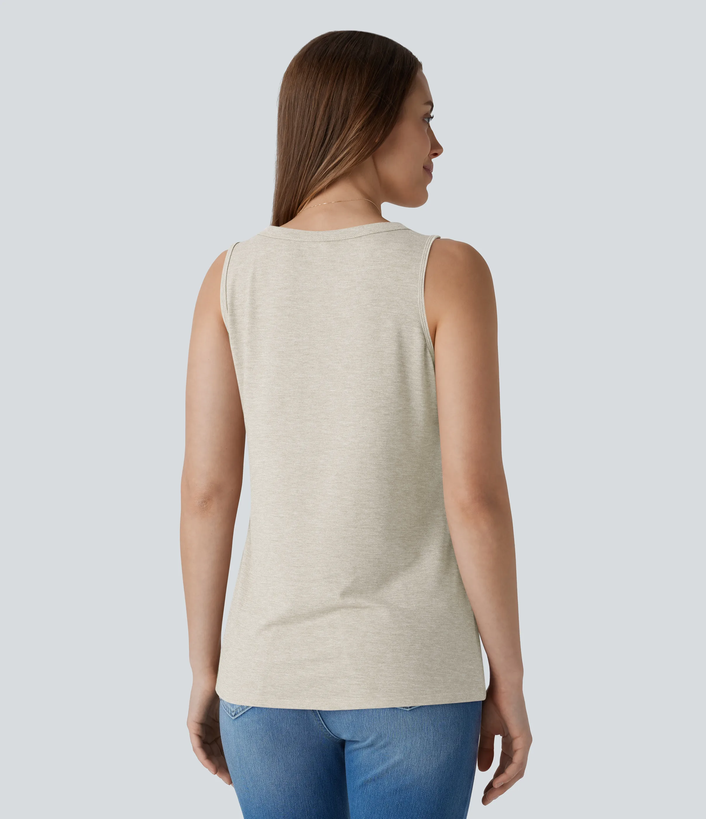 Halara Blusa sin mangas cuello V botón decorativo - Soft Rice White - M sold by Halara product image thumbnail 3