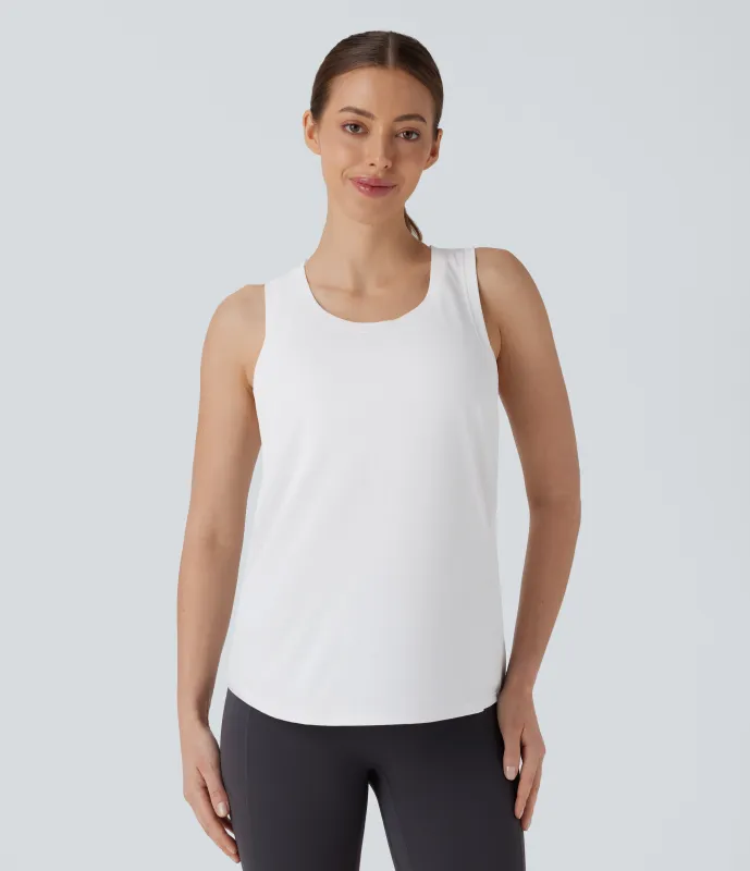 Halara Top deportivo yoga espalda cruzada dobladillo curvo - White - XS sold by Halara