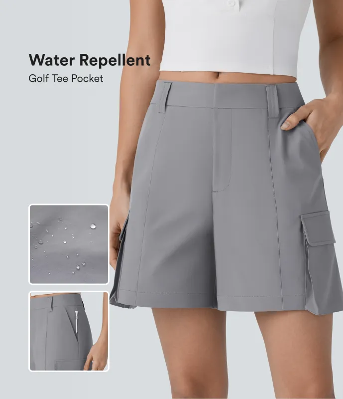 Halara Pantalón corto golf cargo tiro medio repelente agua múltiple bolsillo (bolsillo tee golf) - Steel Gray - M sold by Halara