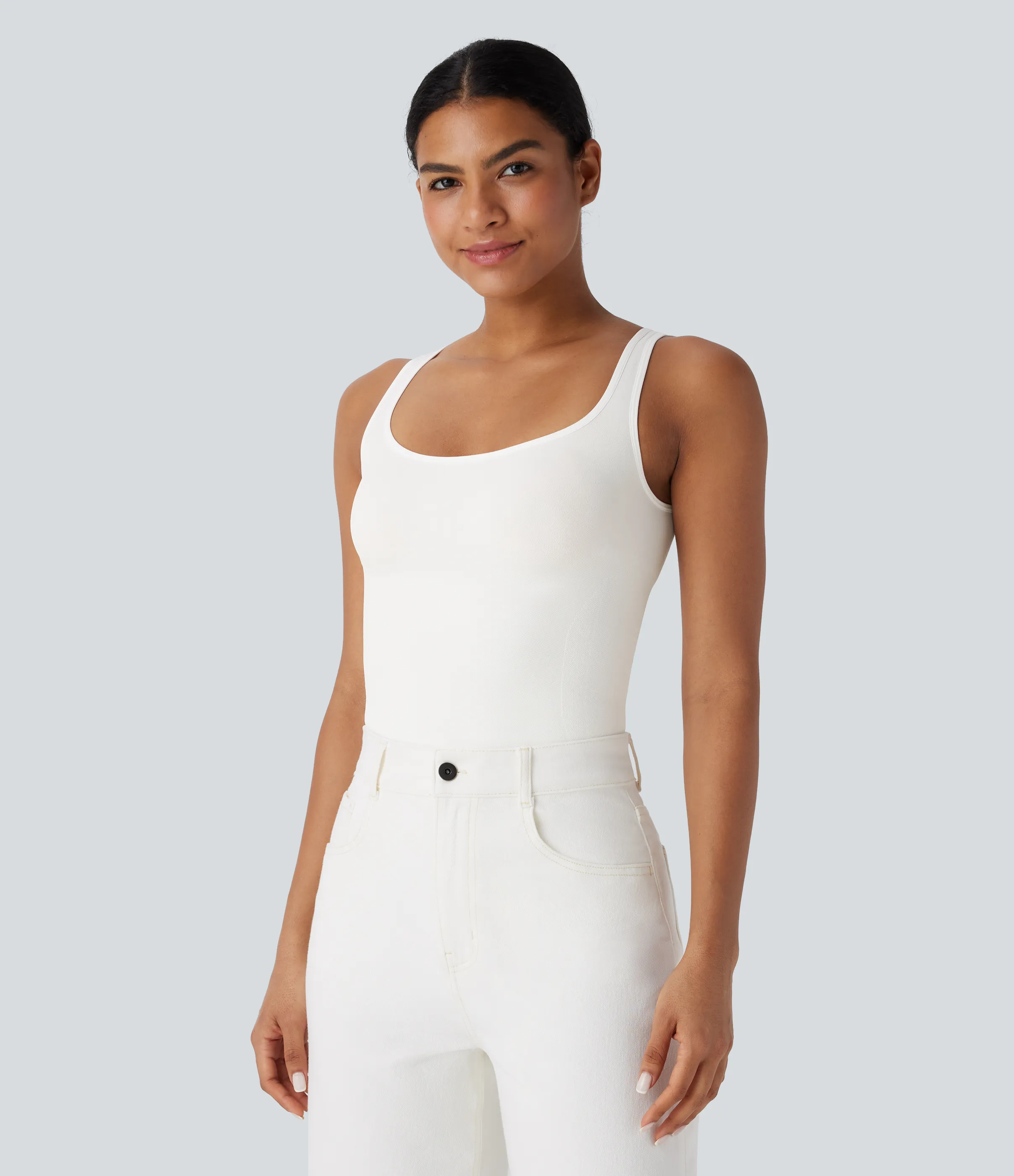 Halara Camiseta moldeadora sin mangas cuello cuadrado flujo sin costura - White - XL sold by Halara product image thumbnail 4