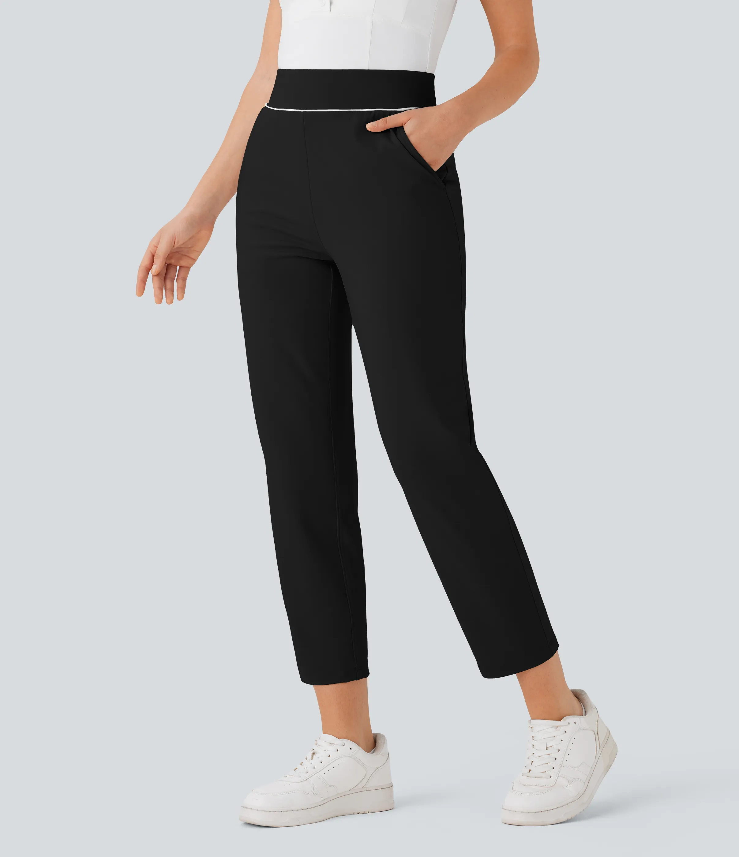 Halara Pantalones de golf ajustados de tiro alto con cordón interior y bolsillo especial para tee de golf con secado rápido UPF 40+ - Black - XS(regular) sold by Halara product image thumbnail 2