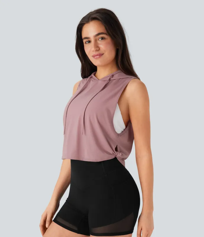 Halara Camiseta sin mangas para running con capucha, cordón ajustable y secado rápido - Soft Berry - XL made by Halara