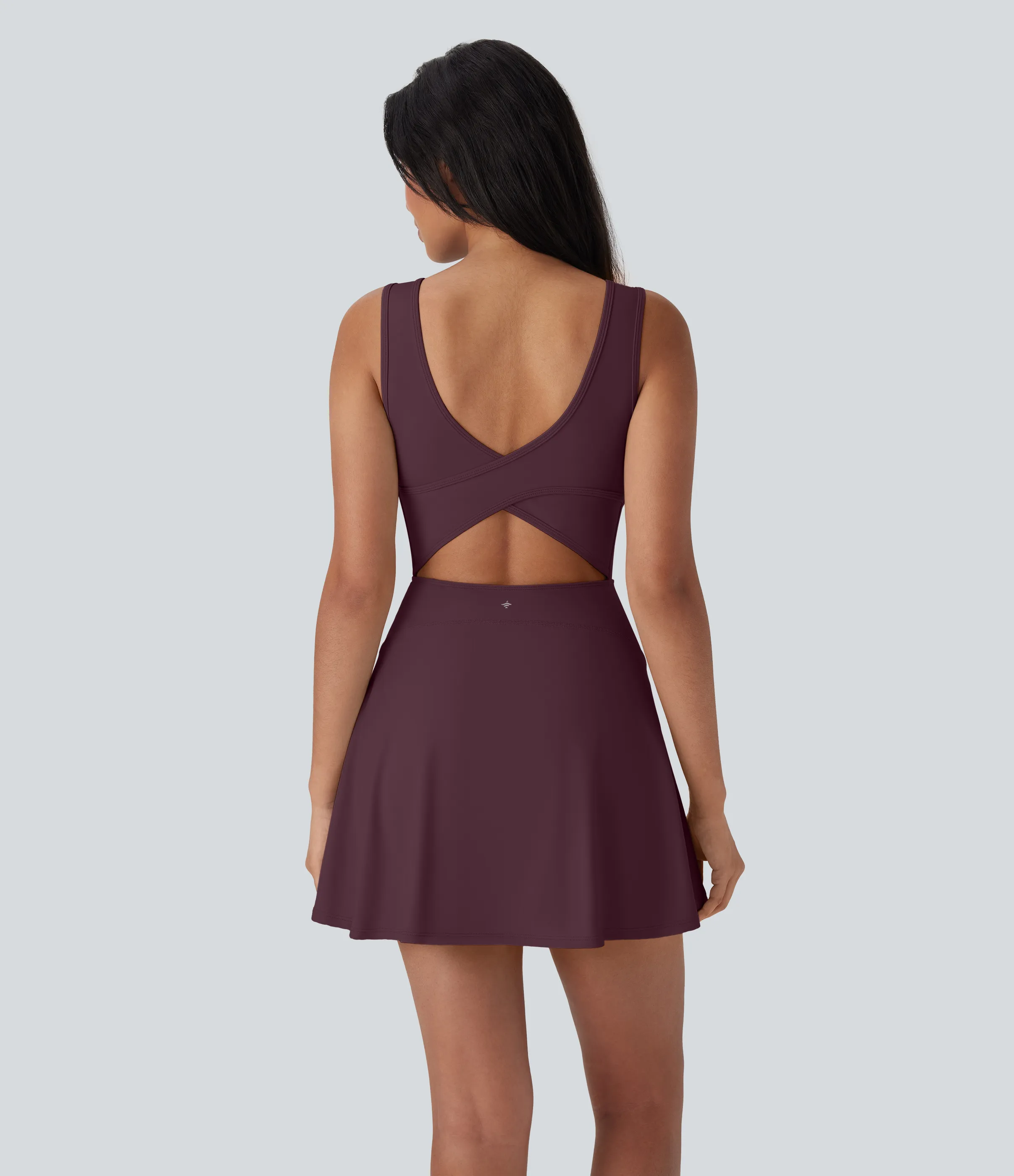 Halara Vestido mini de baile Softlyzero™ Airy 2 en 1 con espalda abierta cruzada y escote en U con bolsillos laterales y fresco al tacto - Easy Peezy - Fig - XL sold by Halara product image thumbnail 3