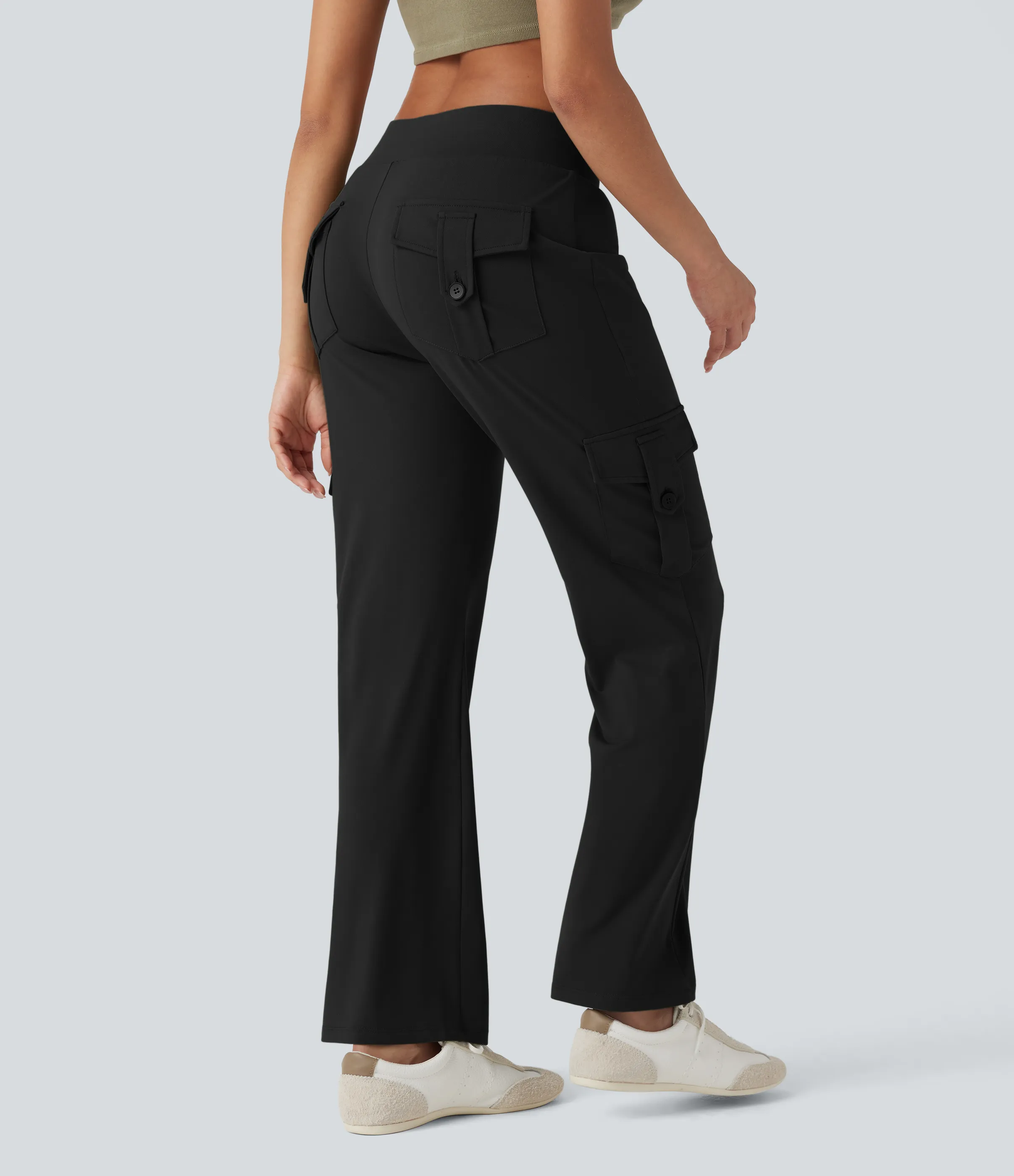 Halara Pantalones cargo casuales de tiro bajo con cordón y múltiples bolsillos - Black - XL(regular) sold by Halara product image thumbnail 3