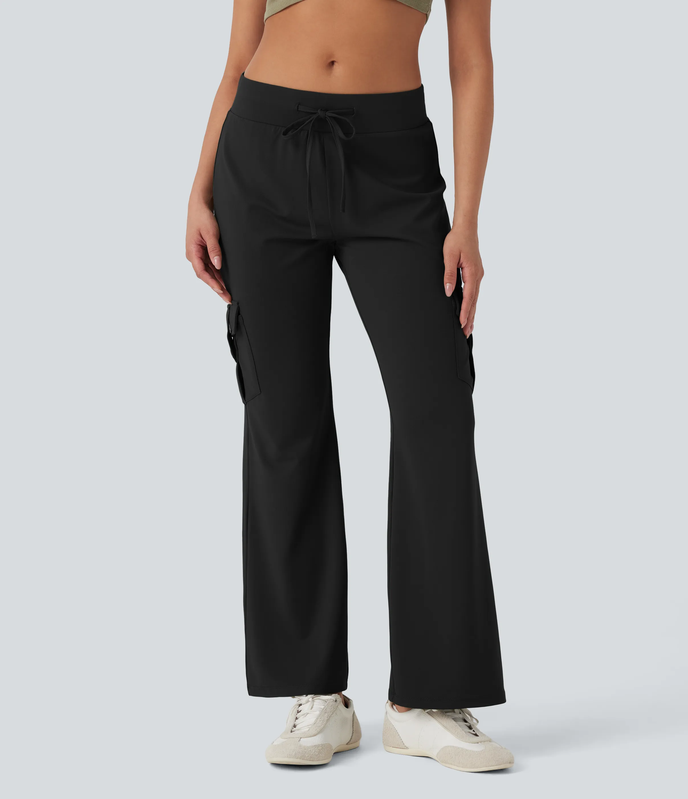 Halara Pantalones cargo casuales de tiro bajo con cordón y múltiples bolsillos - Black - XL(regular) sold by Halara product image thumbnail 4