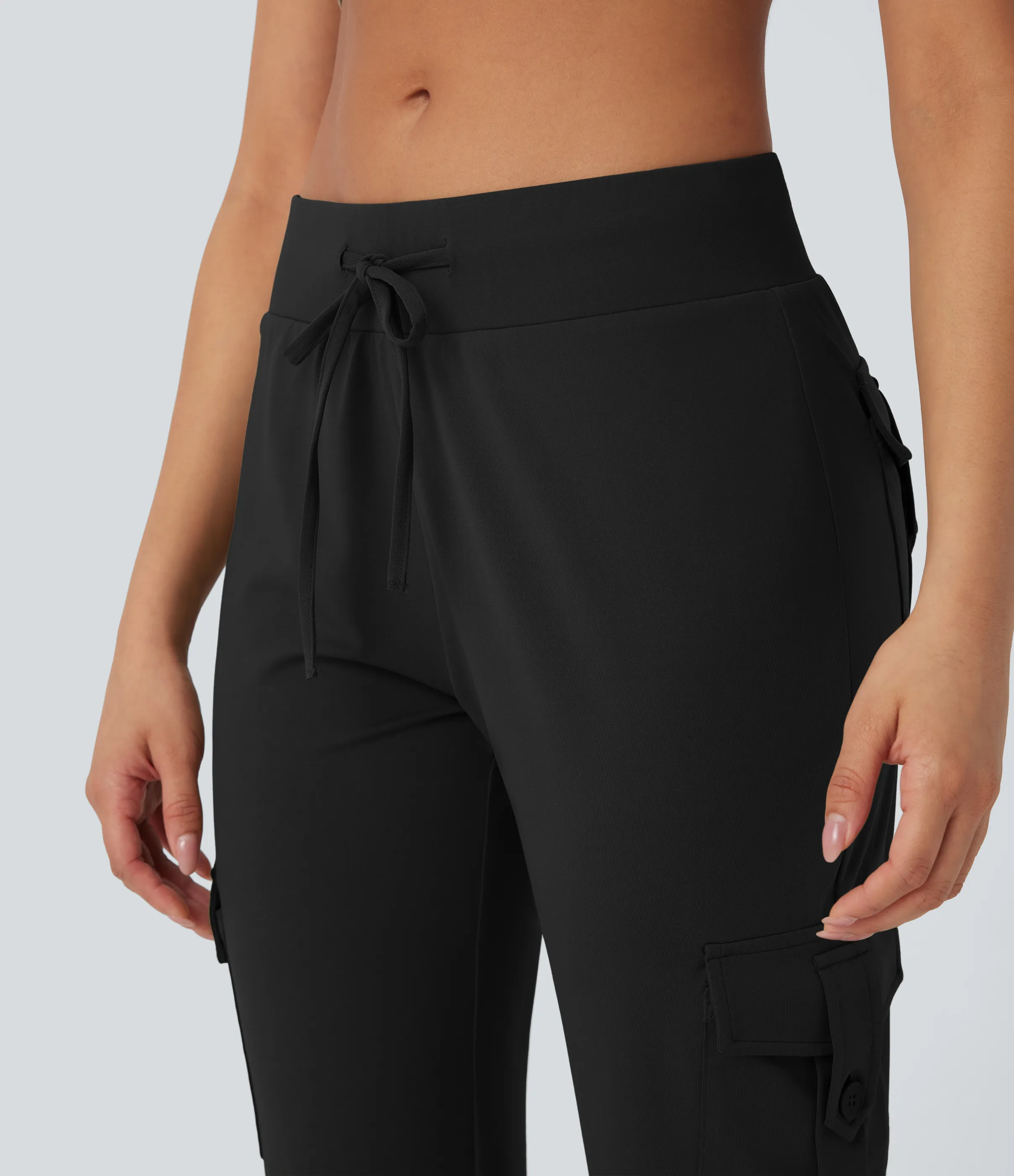 Halara Pantalones cargo casuales de tiro bajo con cordón y múltiples bolsillos - Black - XL(regular) sold by Halara product image thumbnail 5