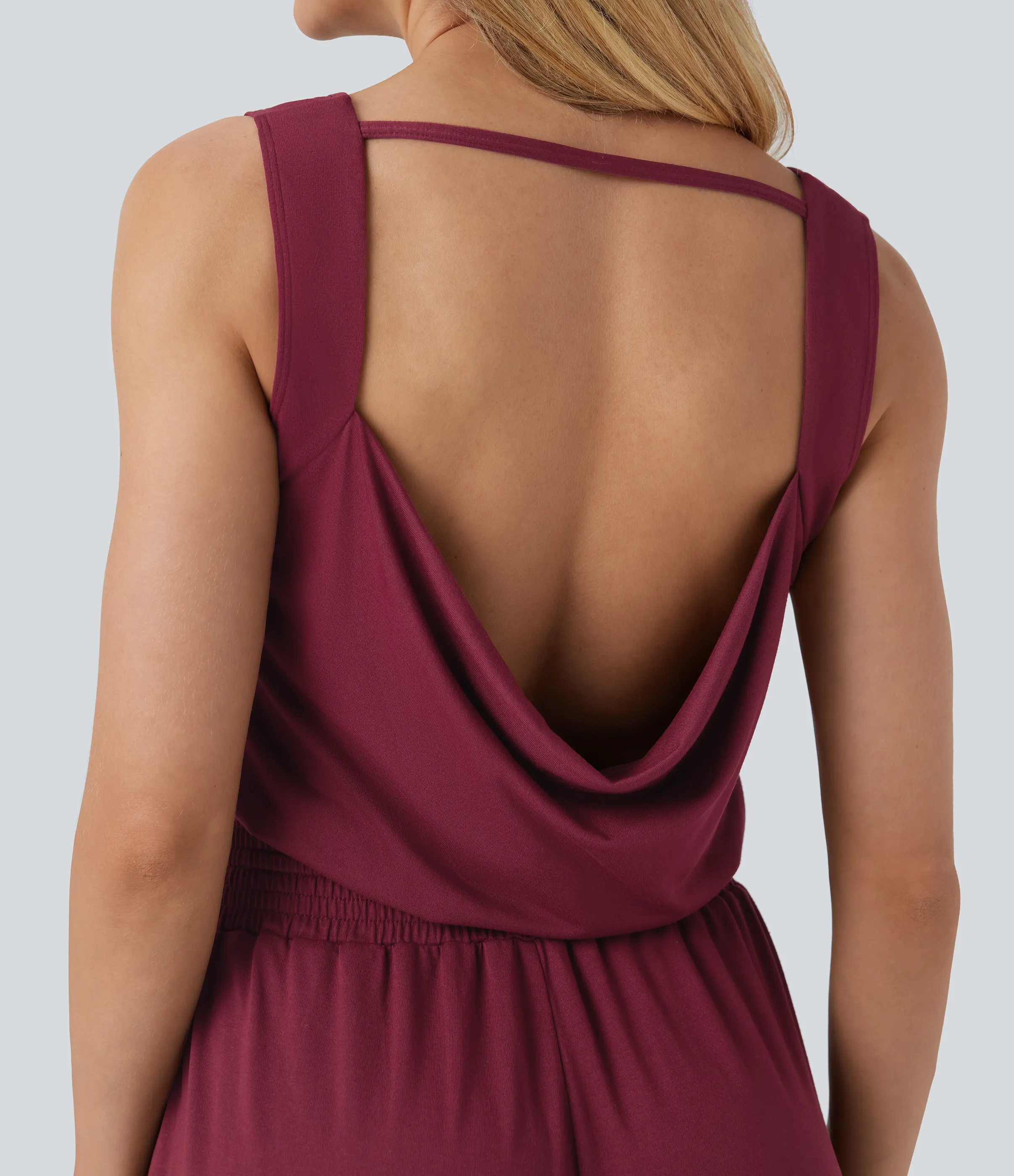 Halara Mono casual sin mangas con espalda descubierta y cordón ajustable con bolsillos - Tibetan Red - L(regular) sold by Halara product image thumbnail 5