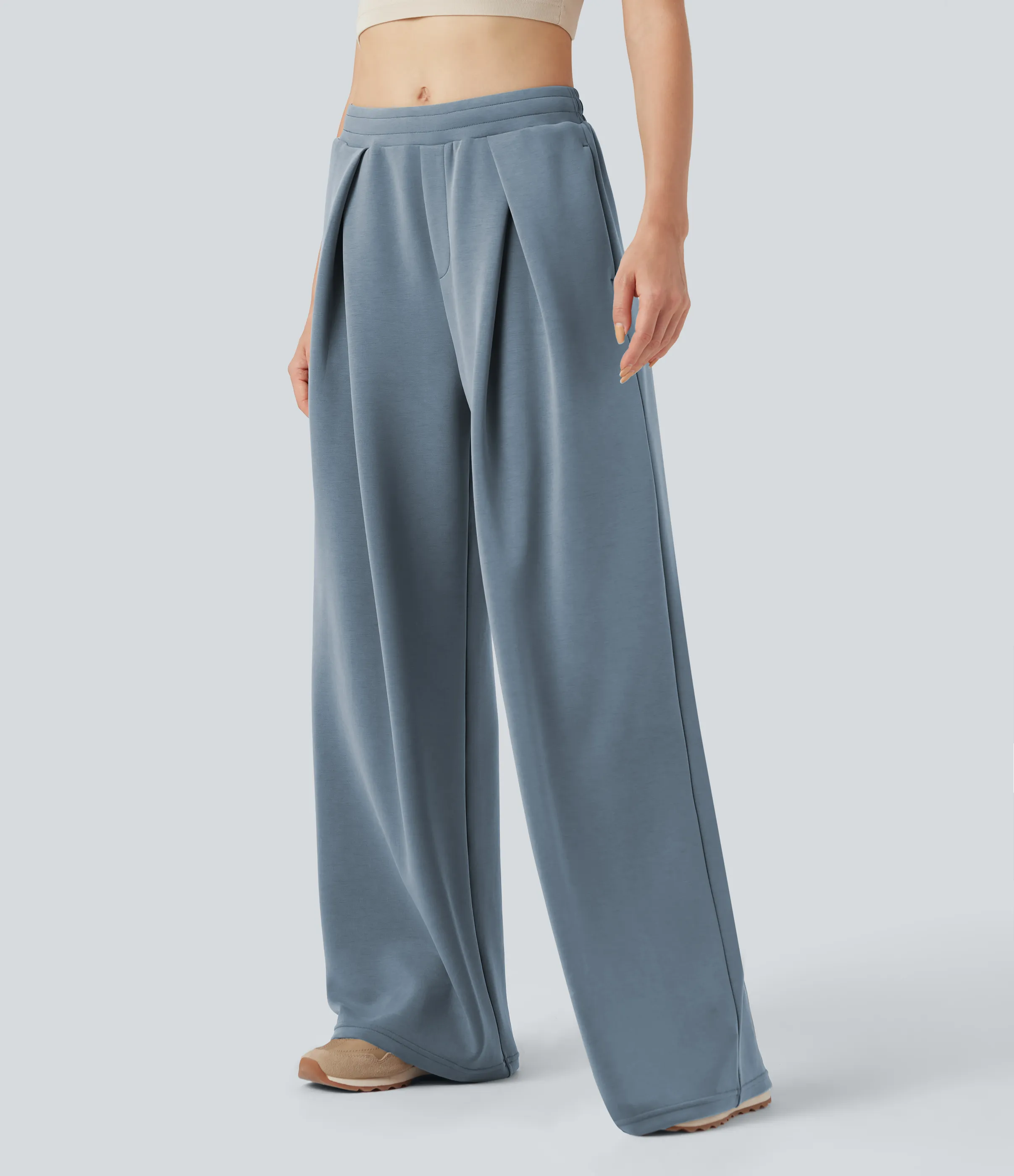 Halara Pantalones holgados casuales de tiro medio con cordón cruzado y bolsillos - Ashley Blue - S(regular) sold by Halara product image thumbnail 5