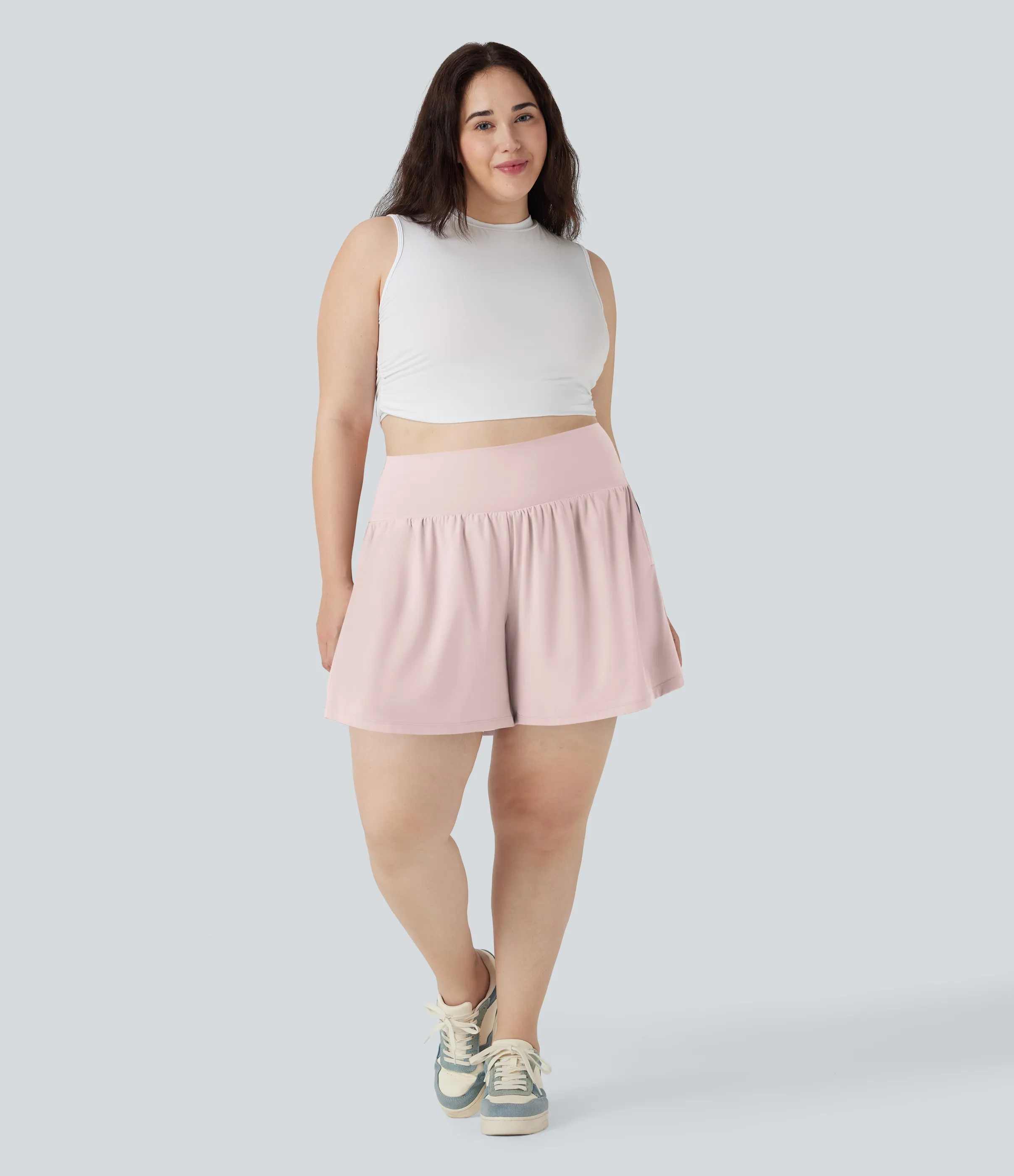 Halara Pantalón corto Softlyzero™ Airy yoga tiro alto 2 en 1 tacto fresco talla grande 17.5 cm bolsillo - Pale Lilac - 3X sold by Halara product image thumbnail 5