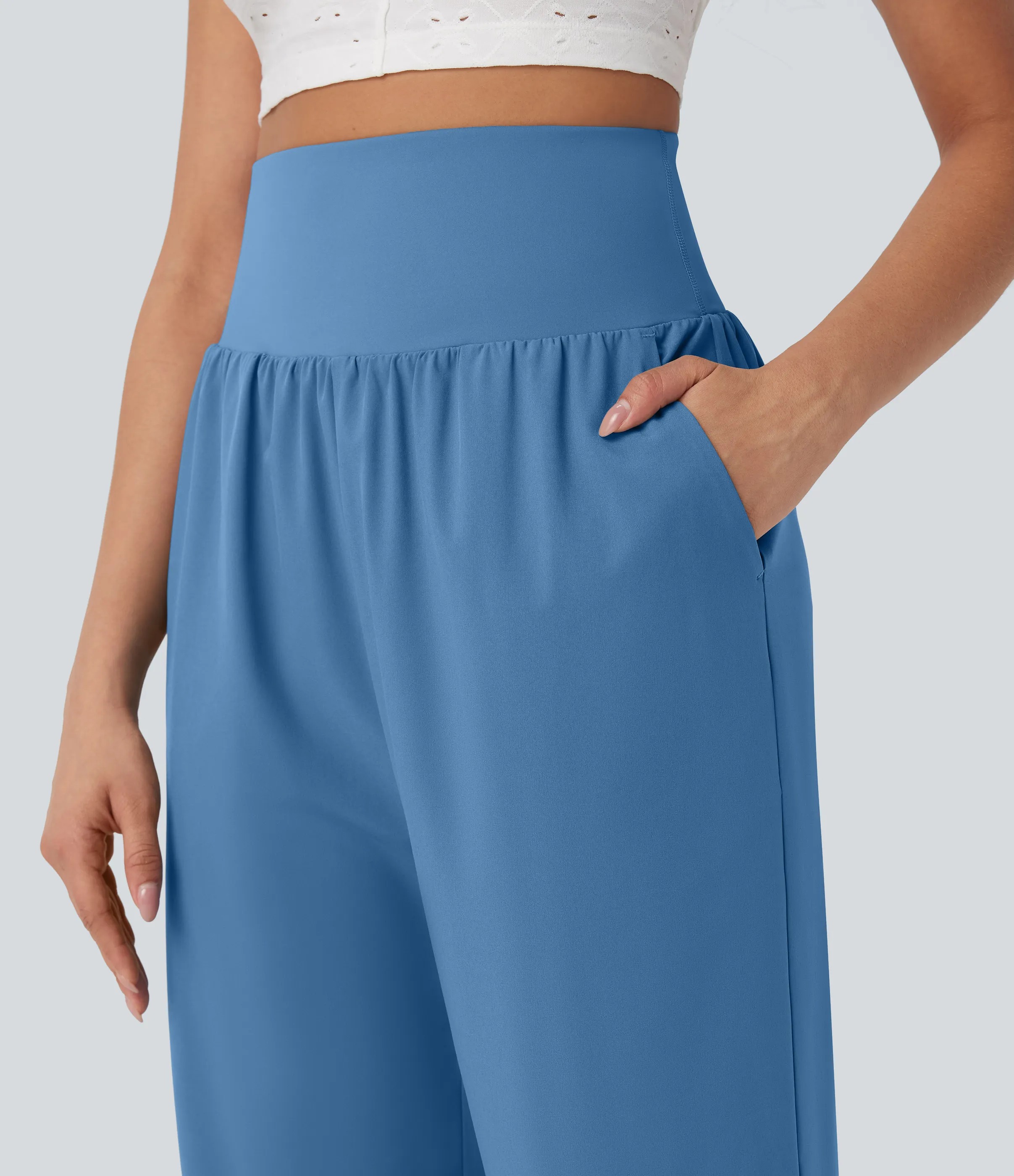 Halara Pantalón Breezeful™ SoCinched Capri Resort tiro alto control abdomen dobladillo dividido secado rápido bolsillo lateral - Pacific Coast - M sold by Halara product image thumbnail 5