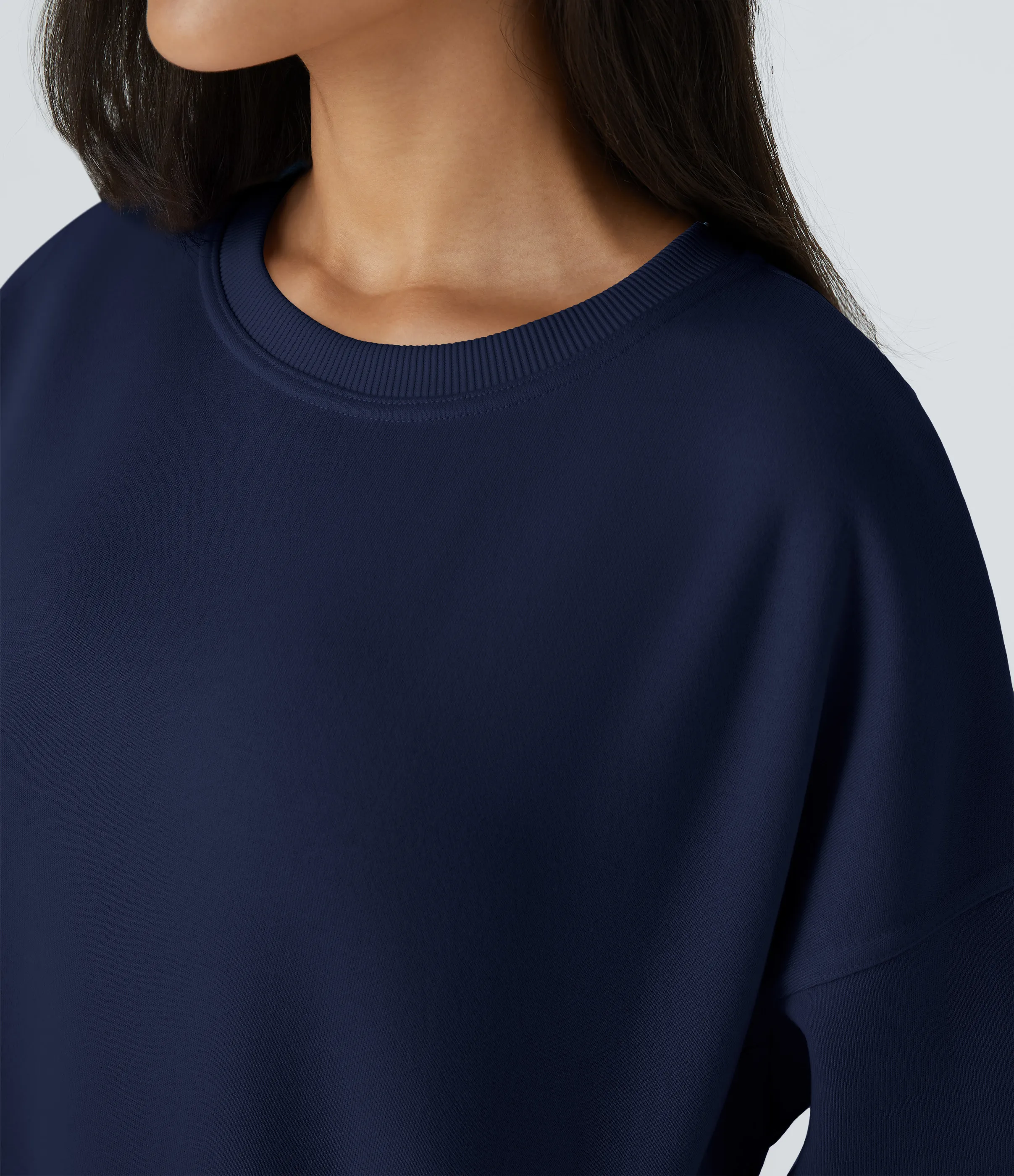 Halara Sudadera polar gran tamaño bolsillo lateral manga larga cuello redondo - Ocean Cavern - M sold by Halara product image thumbnail 5