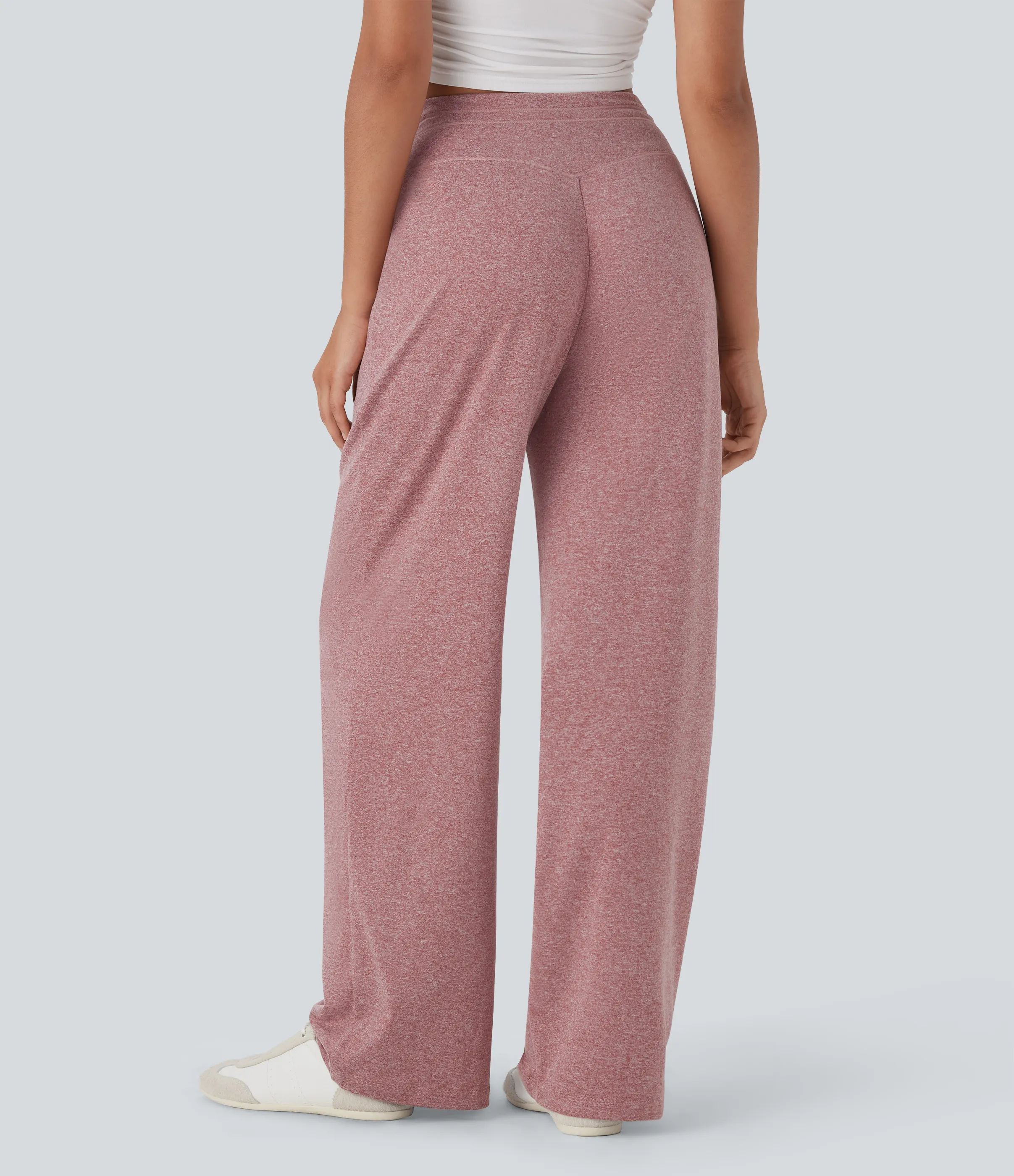 Halara Pantalones anchos casuales de tiro alto con cordón y bolsillos laterales - Mottled Begonia - XS(regular) sold by Halara product image thumbnail 3