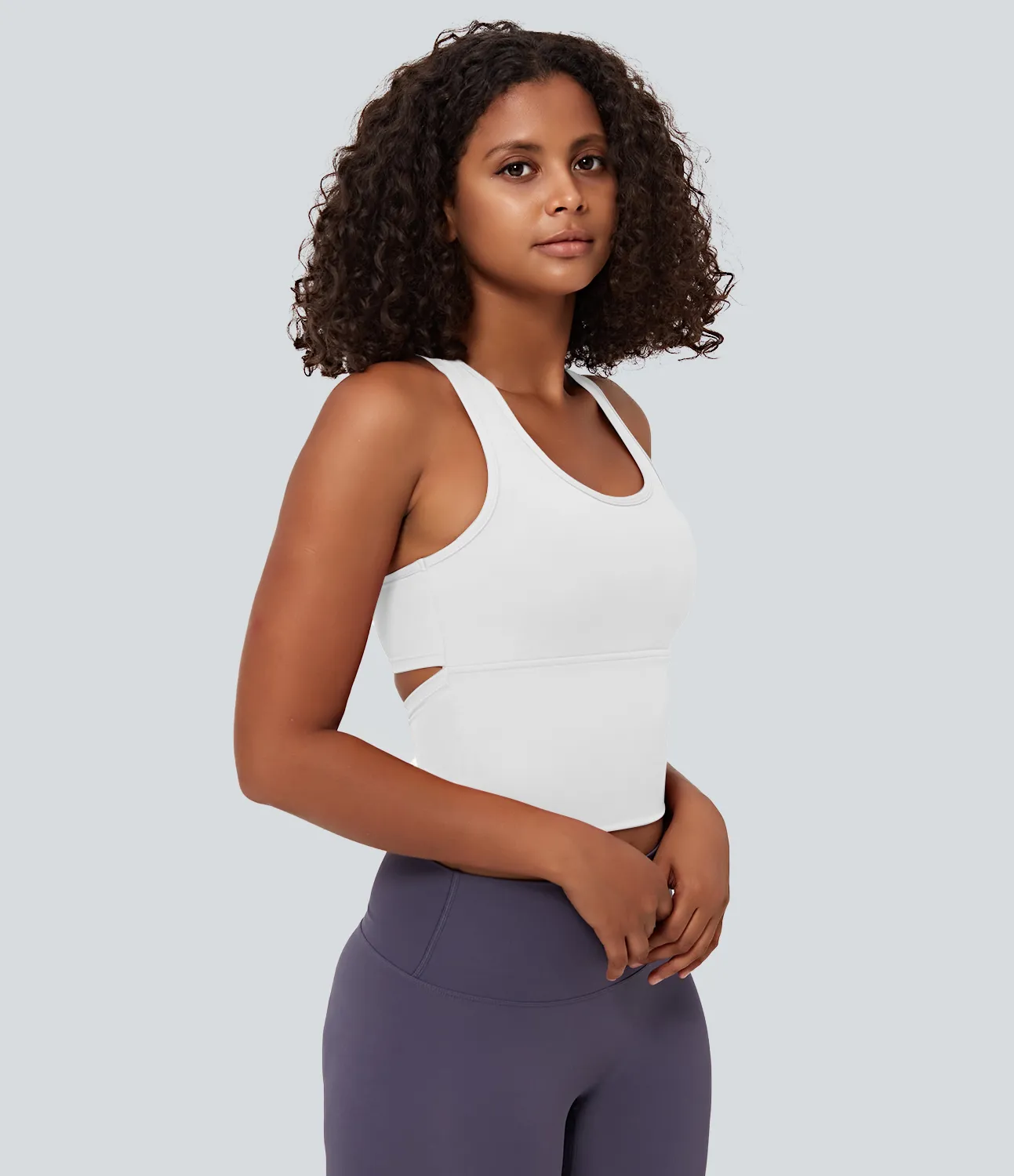 Halara Camiseta sin manga Softlyzero™ Plush yoga recortada espalda cruzada cuello U - White - XL sold by Halara product image thumbnail 4