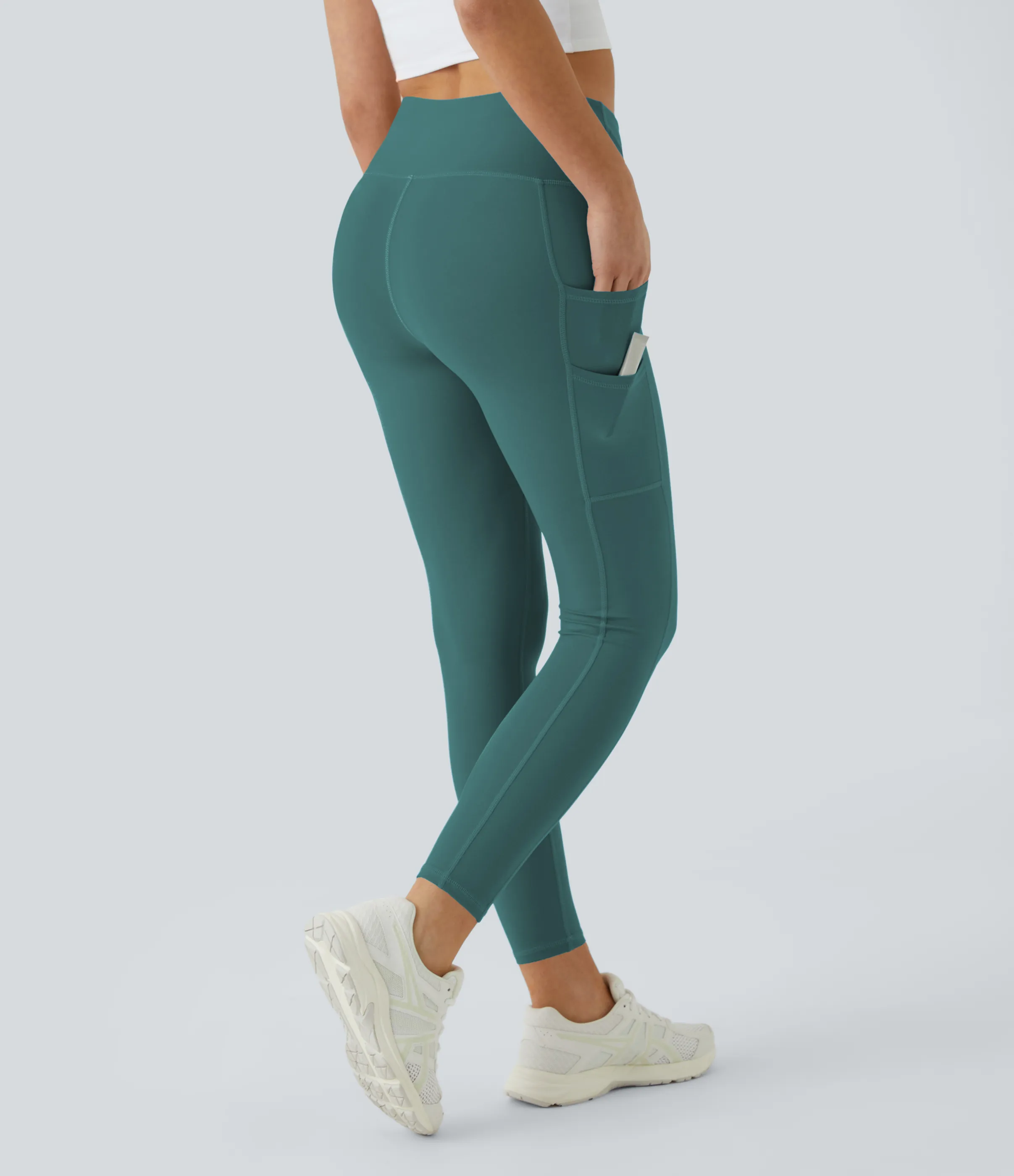 Halara Leggings Softlyzero™ liso bolsillo doble tiro alto-UPF50+ - Viridian - S(7/8) sold by Halara product image thumbnail 3