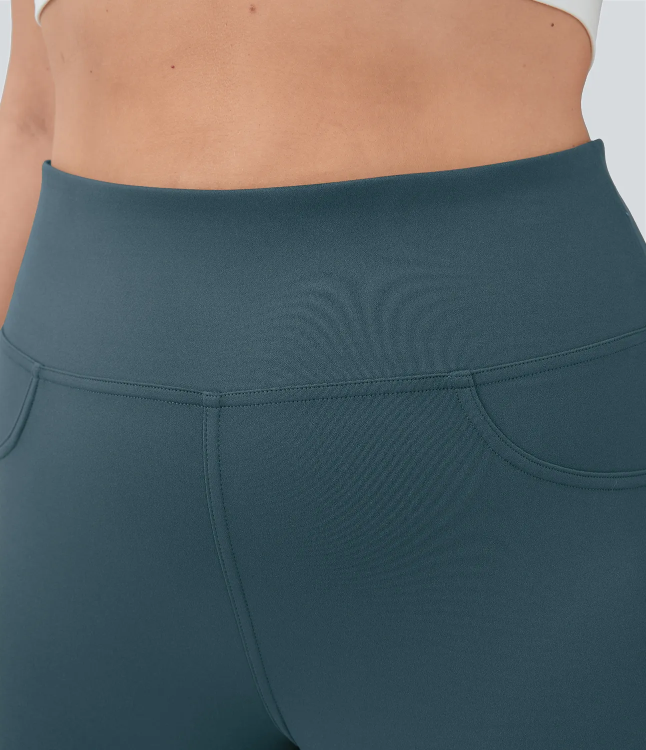 Halara Leggings yoga acampanado bolsillo trasero tiro alto talla grande - Misty Cyan Blue - 3X(regular) sold by Halara product image thumbnail 5