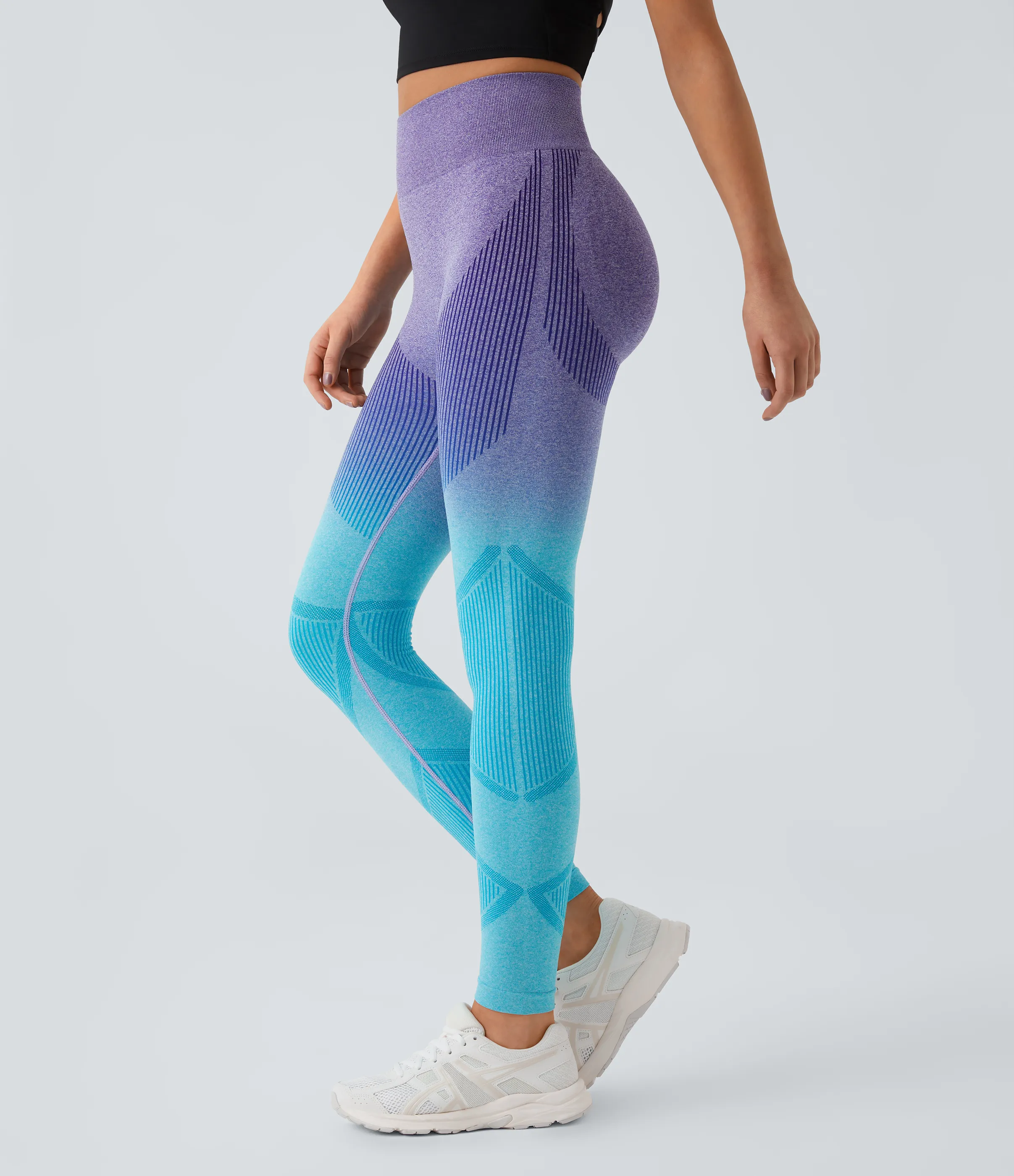 Halara Leggings degradados FLOW sin costuras con tiro alto - Blue White Gradient Blue - XS sold by Halara product image thumbnail 4