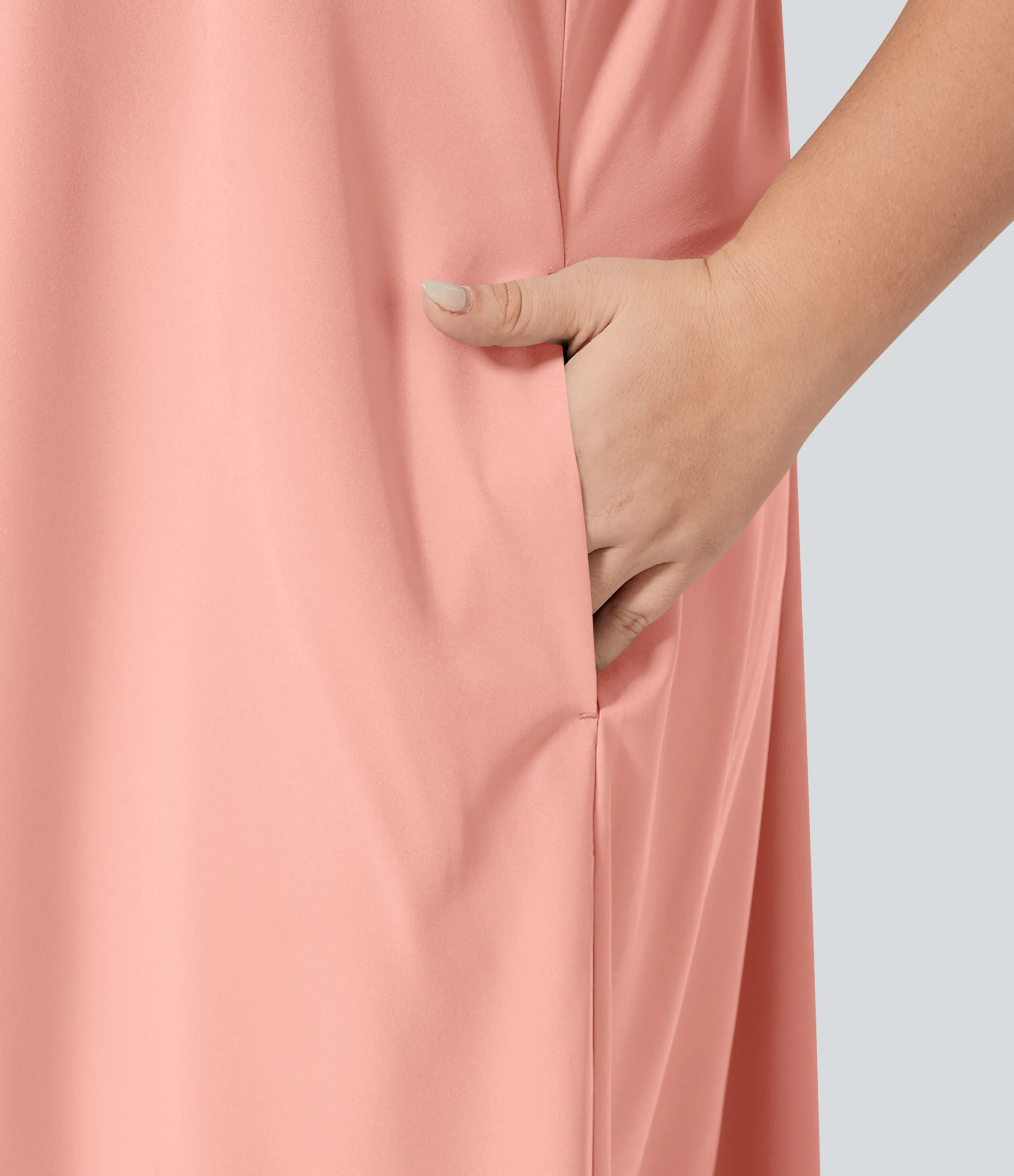 Halara Vestido Breezeful™ sin espalda cruzada bolsillo lateral alto bajo fluido media pierna secado rápido talla grande - Blossom - 2X sold by Halara product image thumbnail 5