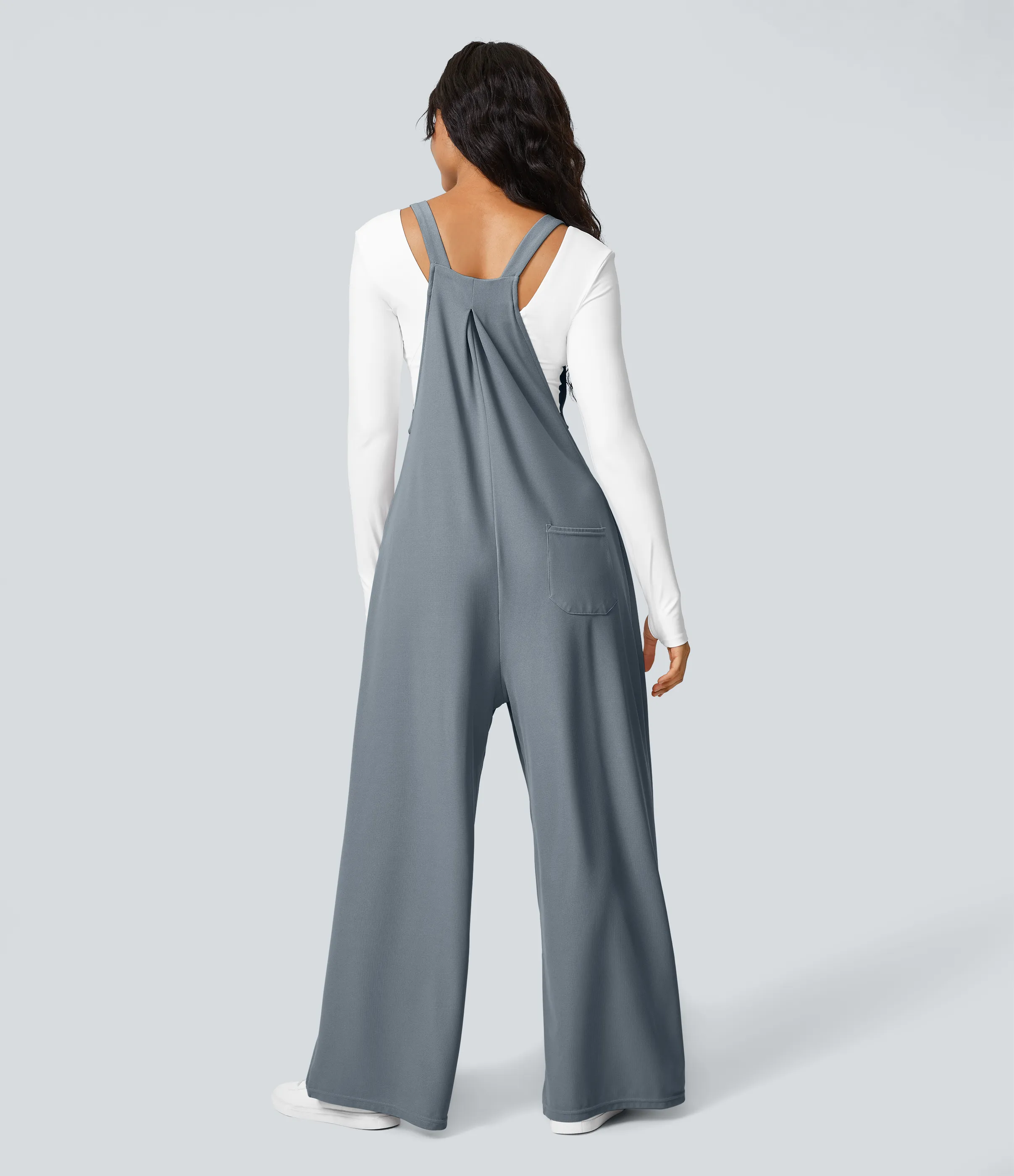 Halara Overol botón correa ajustable bolsillo múltiple gofre plisado - Weathervane - XL(regular) sold by Halara product image thumbnail 4