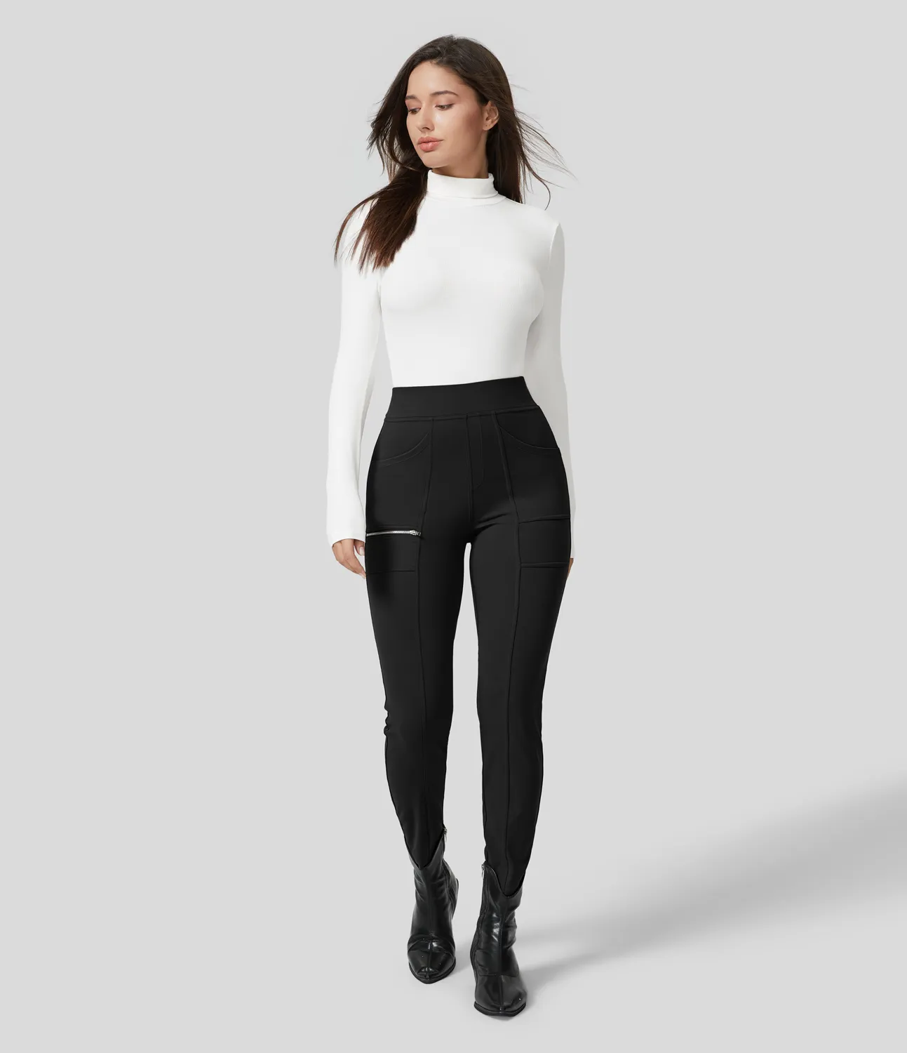 Halara Pantalón ajustado cremallera múltiple bolsillo tiro alto - Black - S(regular) sold by Halara product image thumbnail 5