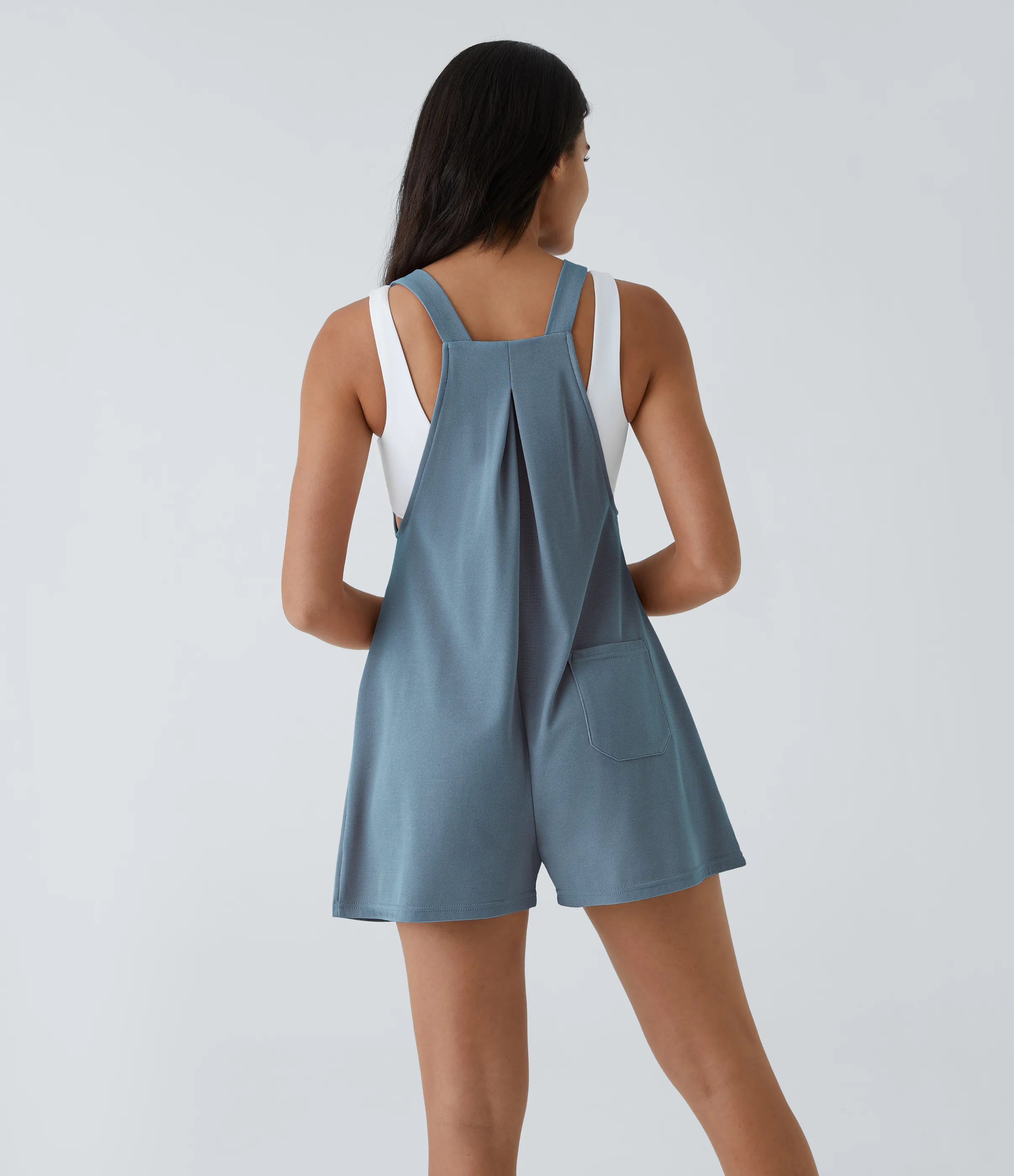 Halara Overol botón correa ajustable bolsillo múltiple gofre plisado - Mountain Spring - M sold by Halara product image thumbnail 3