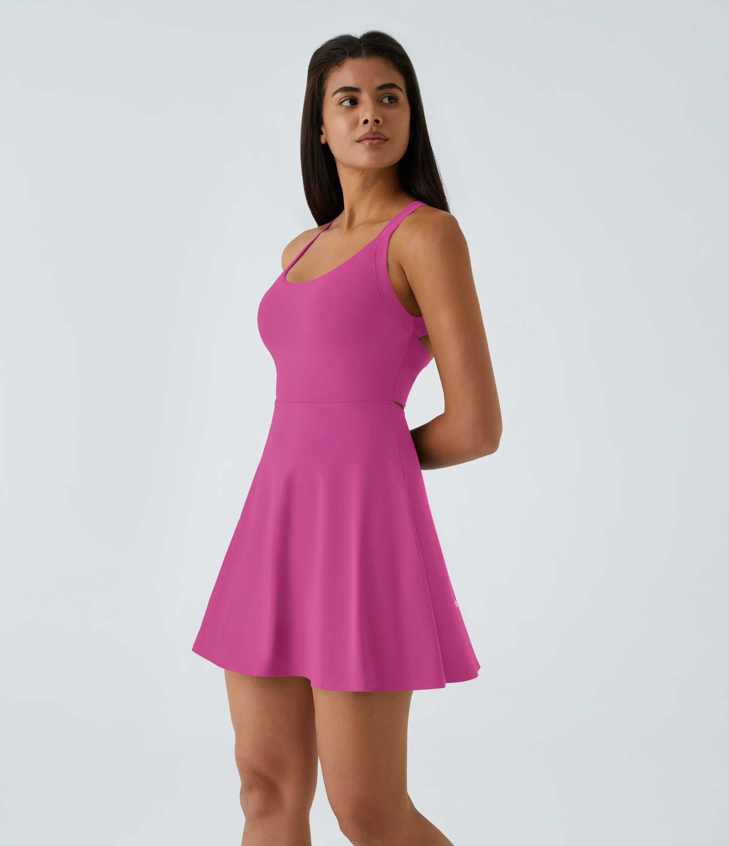 Halara Vestido activo baile vuelo retorcido sin espalda-Longitud más larga-Edición Easy Peezy - Fuchsia Fedora - M sold by Halara product image thumbnail 4