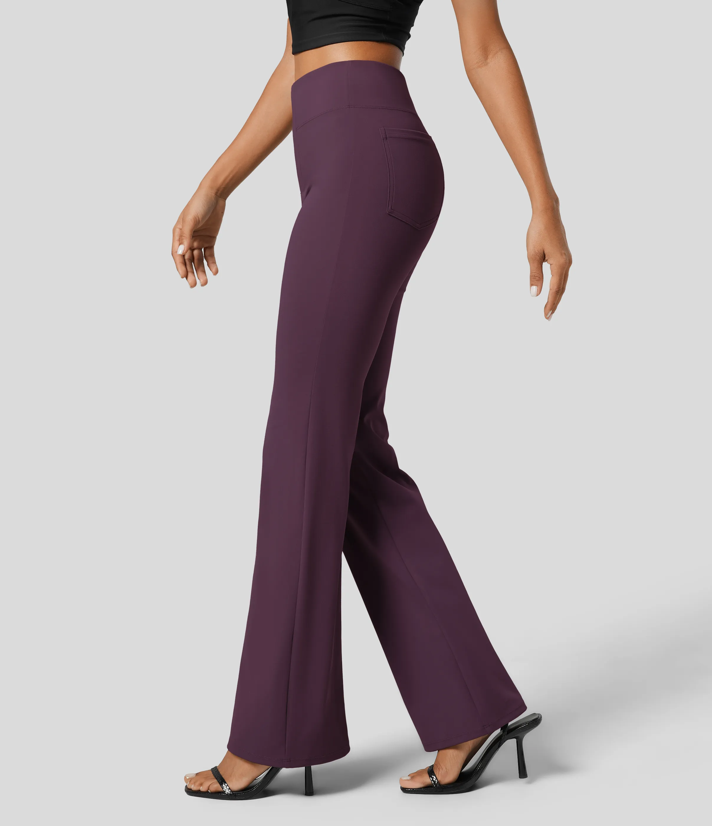 Halara Pantalón Halara Flex™ oficina tiro alto bolsillo trasero ligero acampanado - Night's Purple - XS(regular) sold by Halara product image thumbnail 2