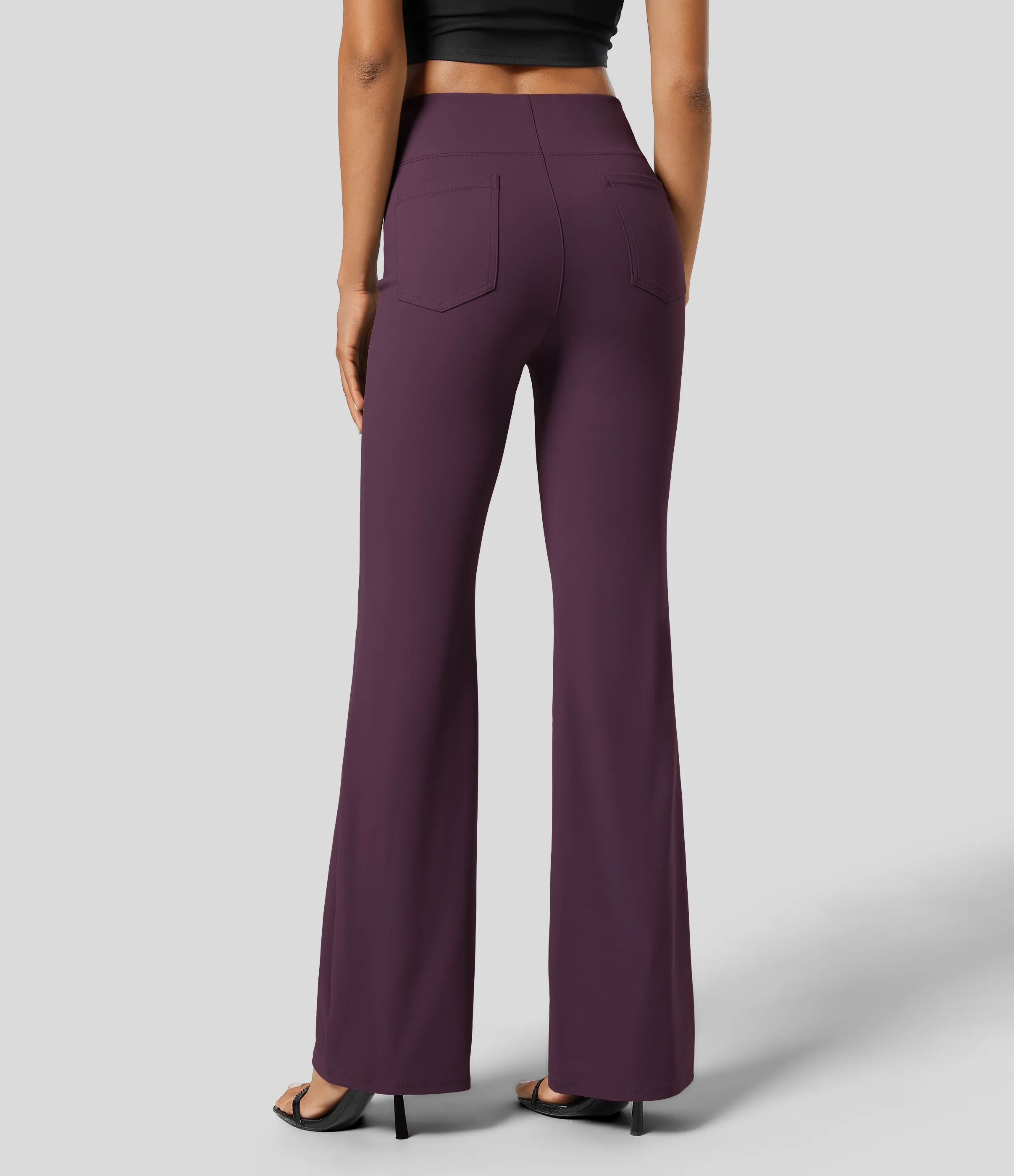 Halara Pantalón Halara Flex™ oficina tiro alto bolsillo trasero ligero acampanado - Night's Purple - XS(regular) sold by Halara product image thumbnail 3