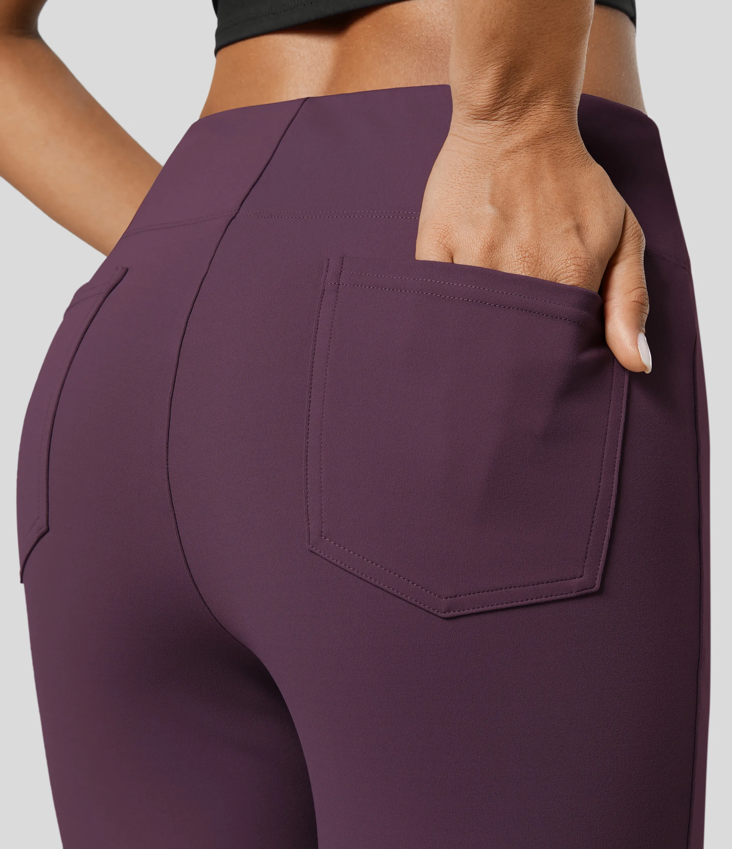 Halara Pantalón Halara Flex™ oficina tiro alto bolsillo trasero ligero acampanado - Night's Purple - XS(regular) sold by Halara product image thumbnail 5