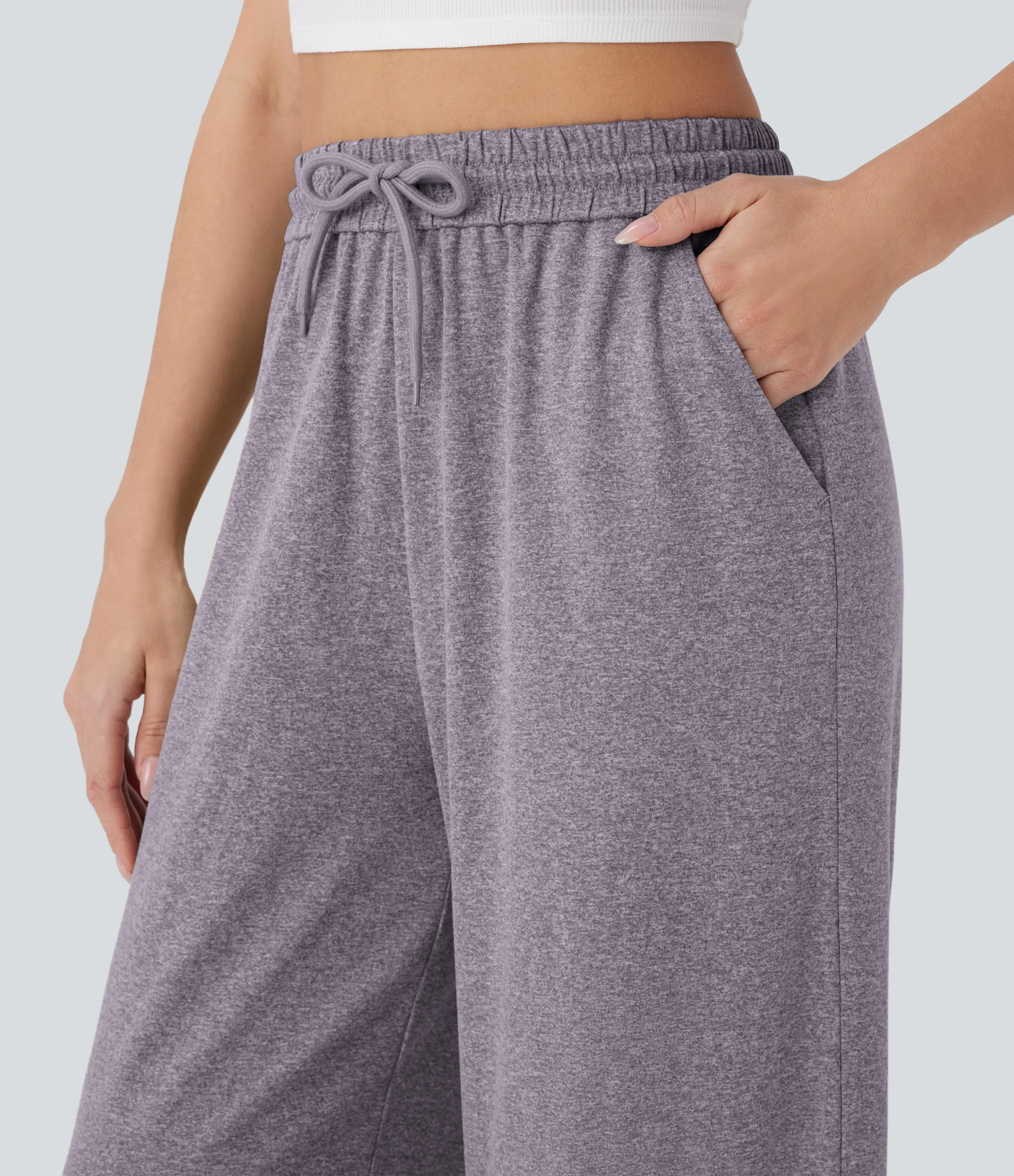 Halara Pantalón pierna ancha bolsillo lateral cordón tiro alto - Geometric Mauve - M(extall) sold by Halara product image thumbnail 5