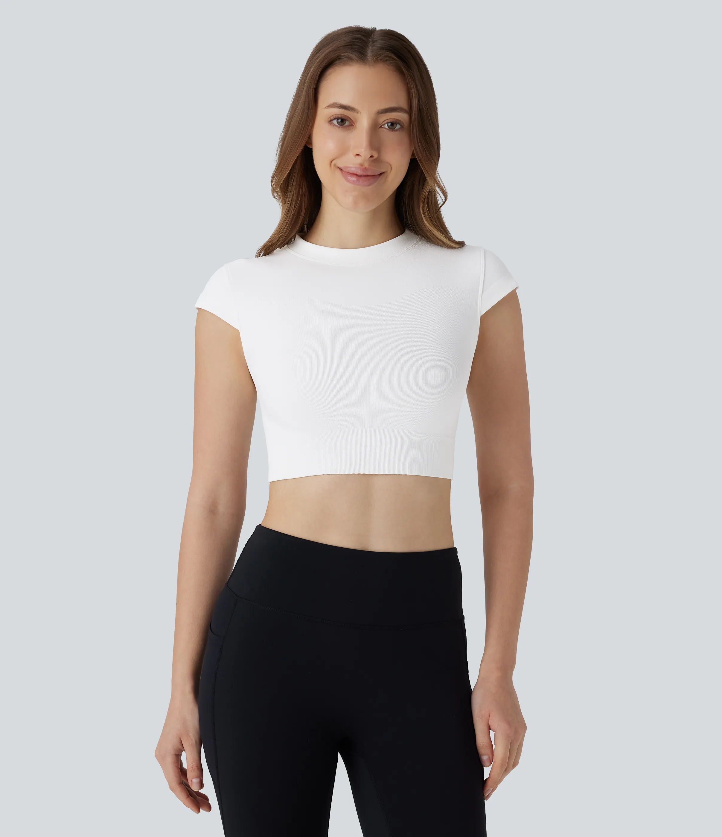 Halara Top deportivo yoga manga corta cuello redondo sin costura - White - L sold by Halara product image thumbnail 2