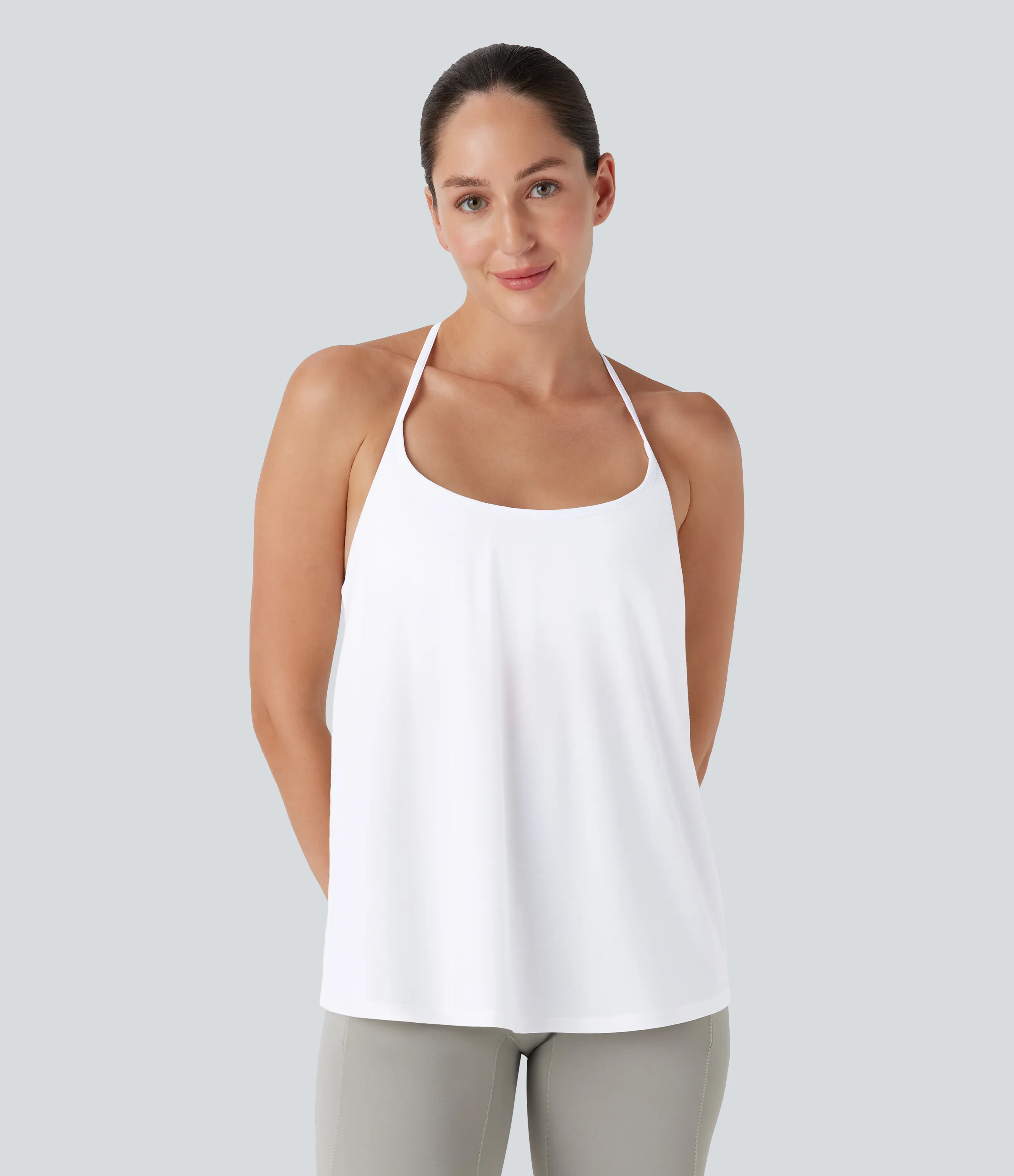 Halara Top Softlyzero™ Airy deportivo yoga cuello halter sin espalda tacto fresco - UPF 50+ - White - L sold by Halara product image thumbnail 3