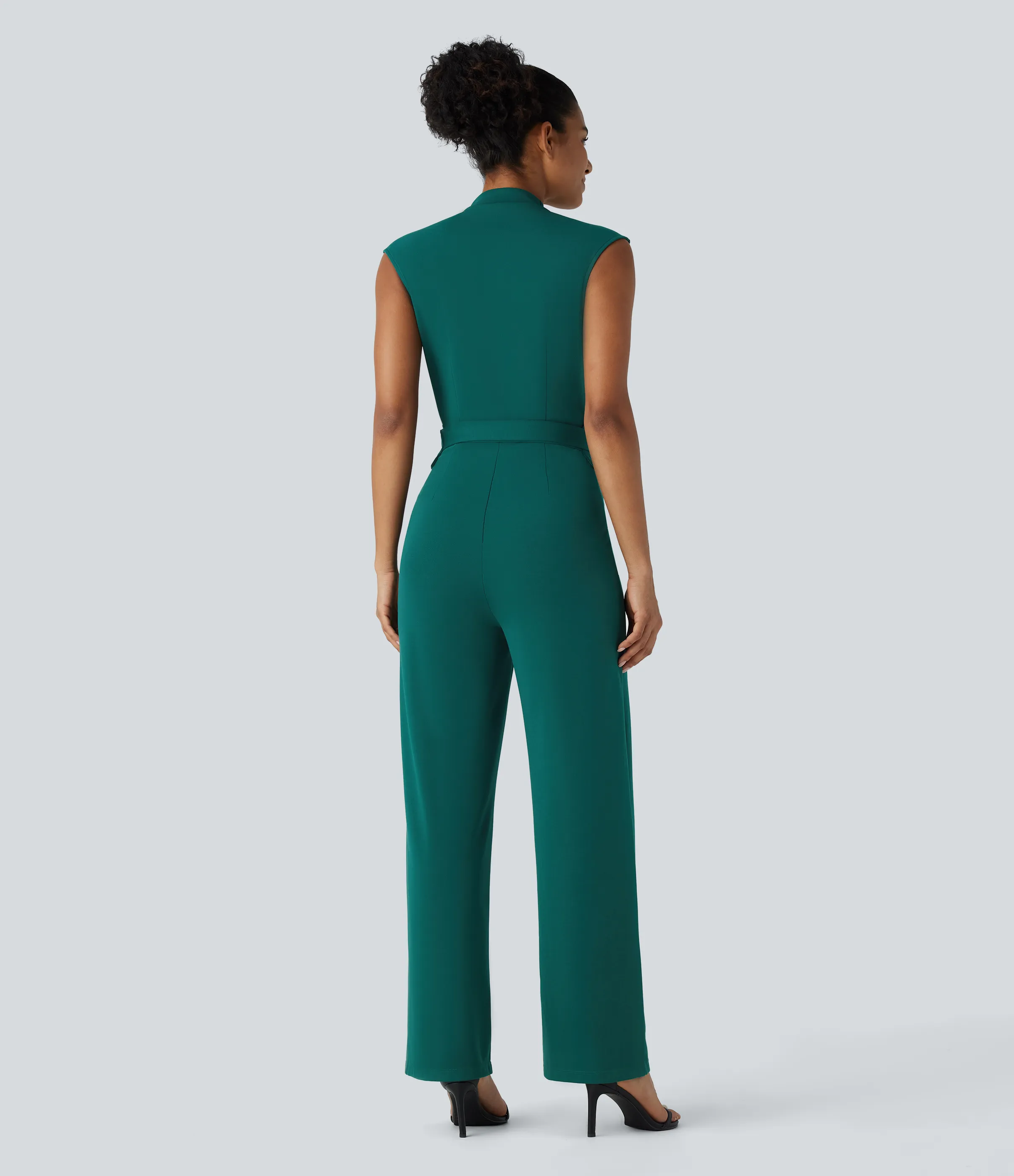 Halara Mono oficina sin mangas botón cinturón bolsillo lateral cremallera invisible - Edición Easy Peezy - Bayberry - XS(regular) sold by Halara product image thumbnail 4