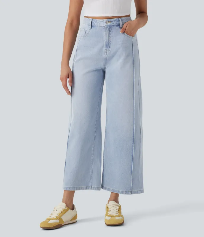 Halara Jeans Halara Flex™ Denim Baggy holgado elástico lavado múltiple bolsillo tiro alto - Ice Water Denim - S(regular) sold by Halara