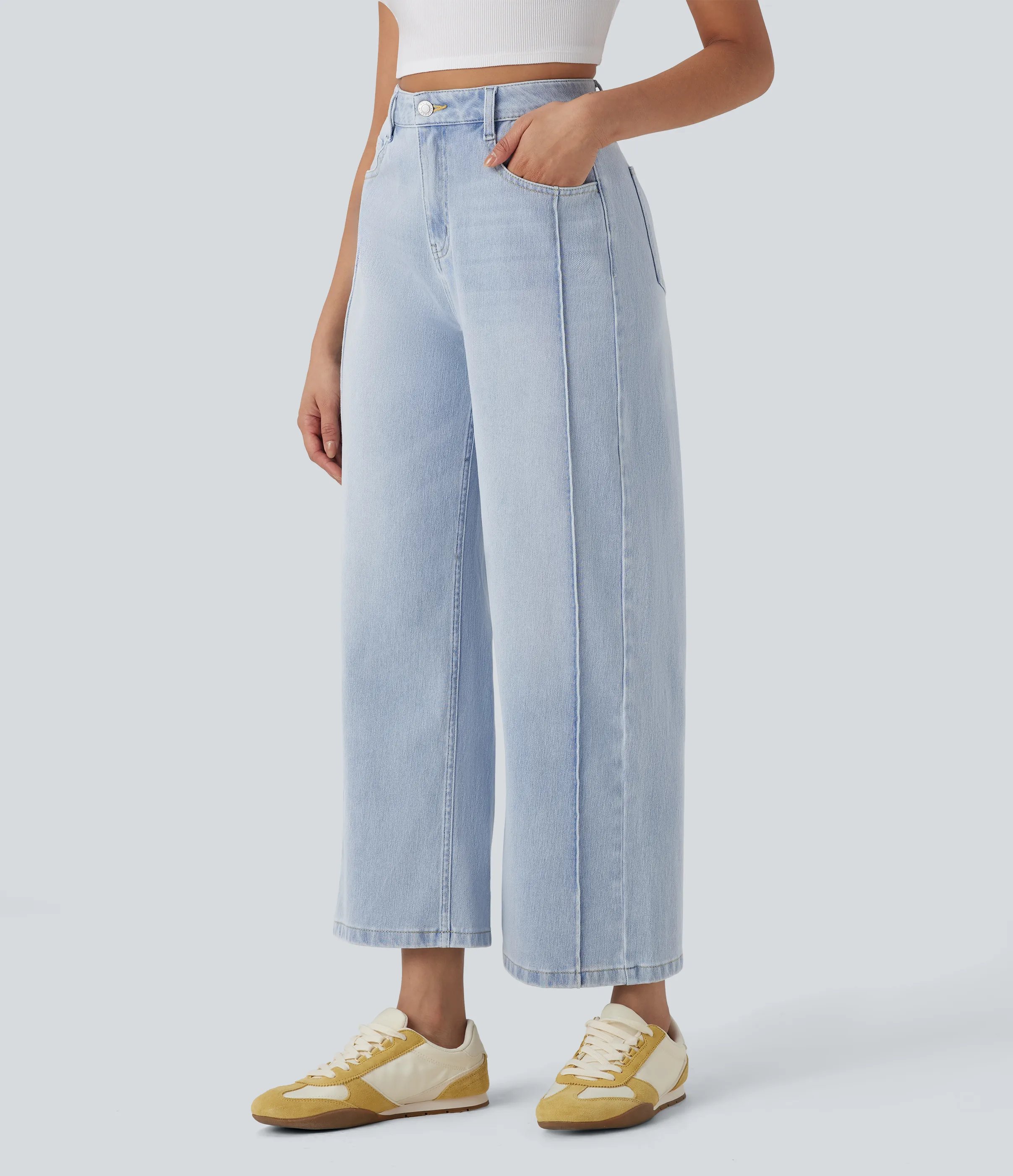 Halara Jeans Halara Flex™ Denim Baggy holgado elástico lavado múltiple bolsillo tiro alto - Ice Water Denim - S(regular) sold by Halara product image thumbnail 4