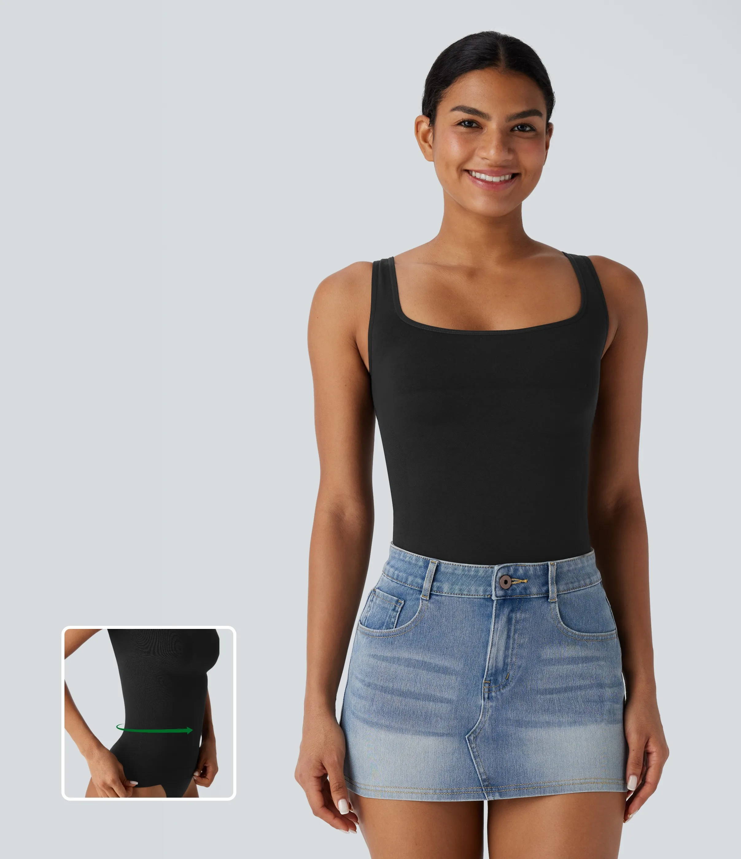 Halara Camiseta moldeadora sin mangas cuello cuadrado flujo sin costura - Black - XL sold by Halara product image thumbnail 2